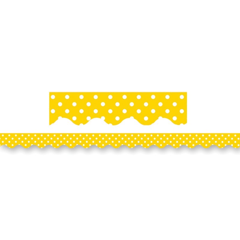 Teacher Created Resources® Yellow Polka Dots Scalloped Border Trim, 35 Feet