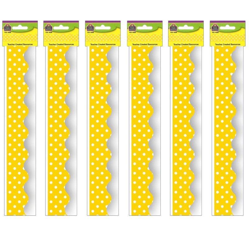 Teacher Created Resources® Yellow Mini Polka Dots Border Trim, 35 Feet Per Pack, 6 Packs