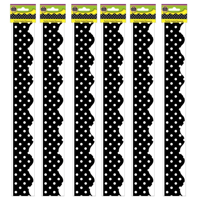 Teacher Created Resources® Black Mini Polka Dots Border Trim, 35 Feet Per Pack, 6 Packs