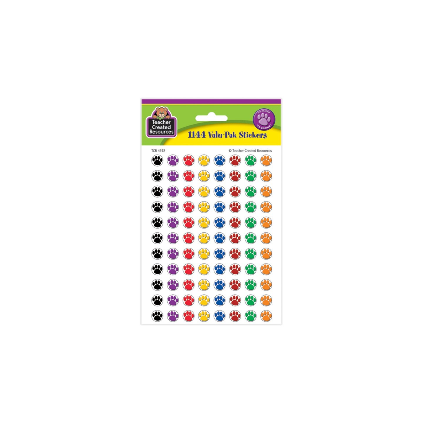 Teacher Created Resources® Colorful Paw Prints Mini Stickers Valu-Pak, Pack of 1144