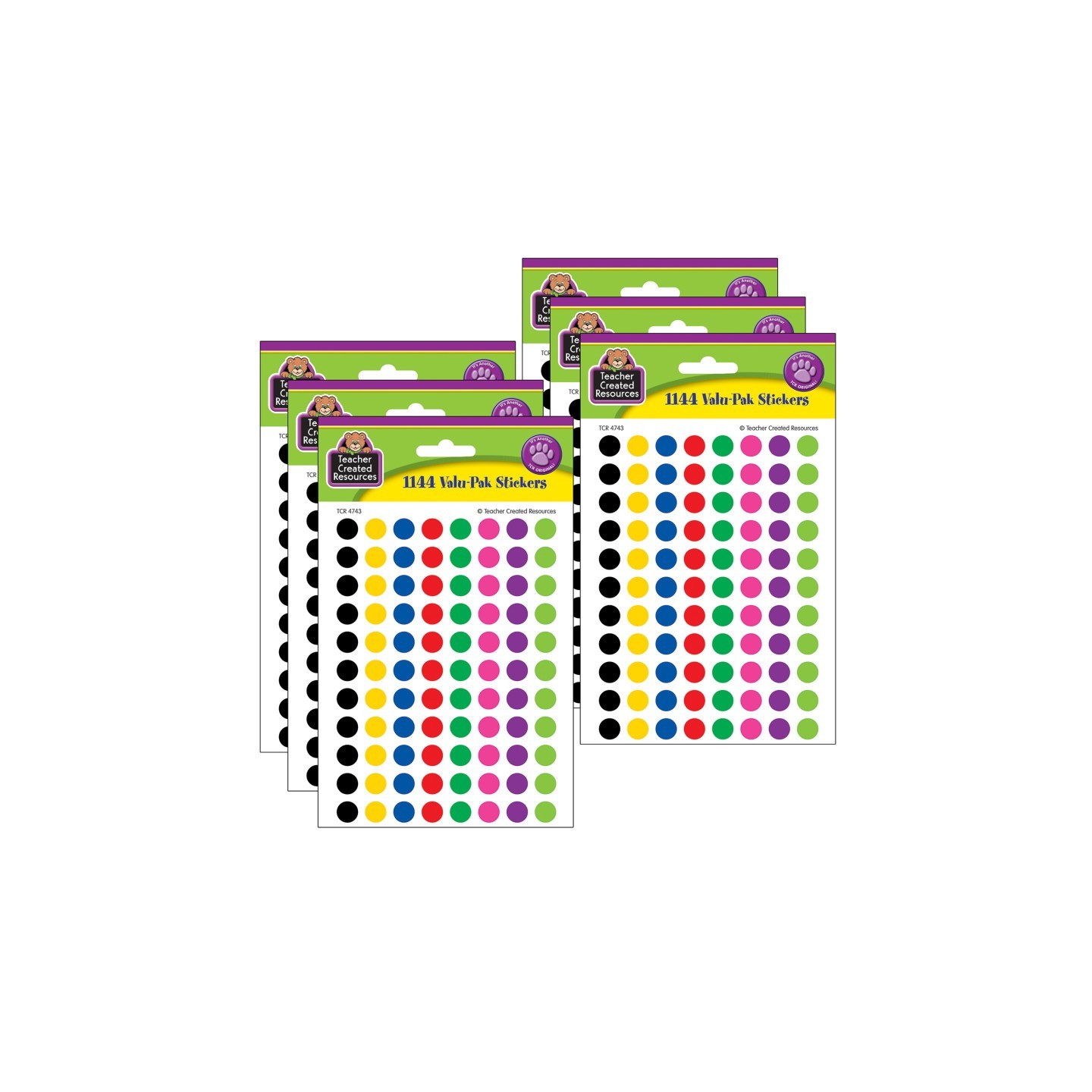 Teacher Created Resources® Mini Colorful Circles Valu-Pak Stickers, 1144 Per Pack, 6 Packs