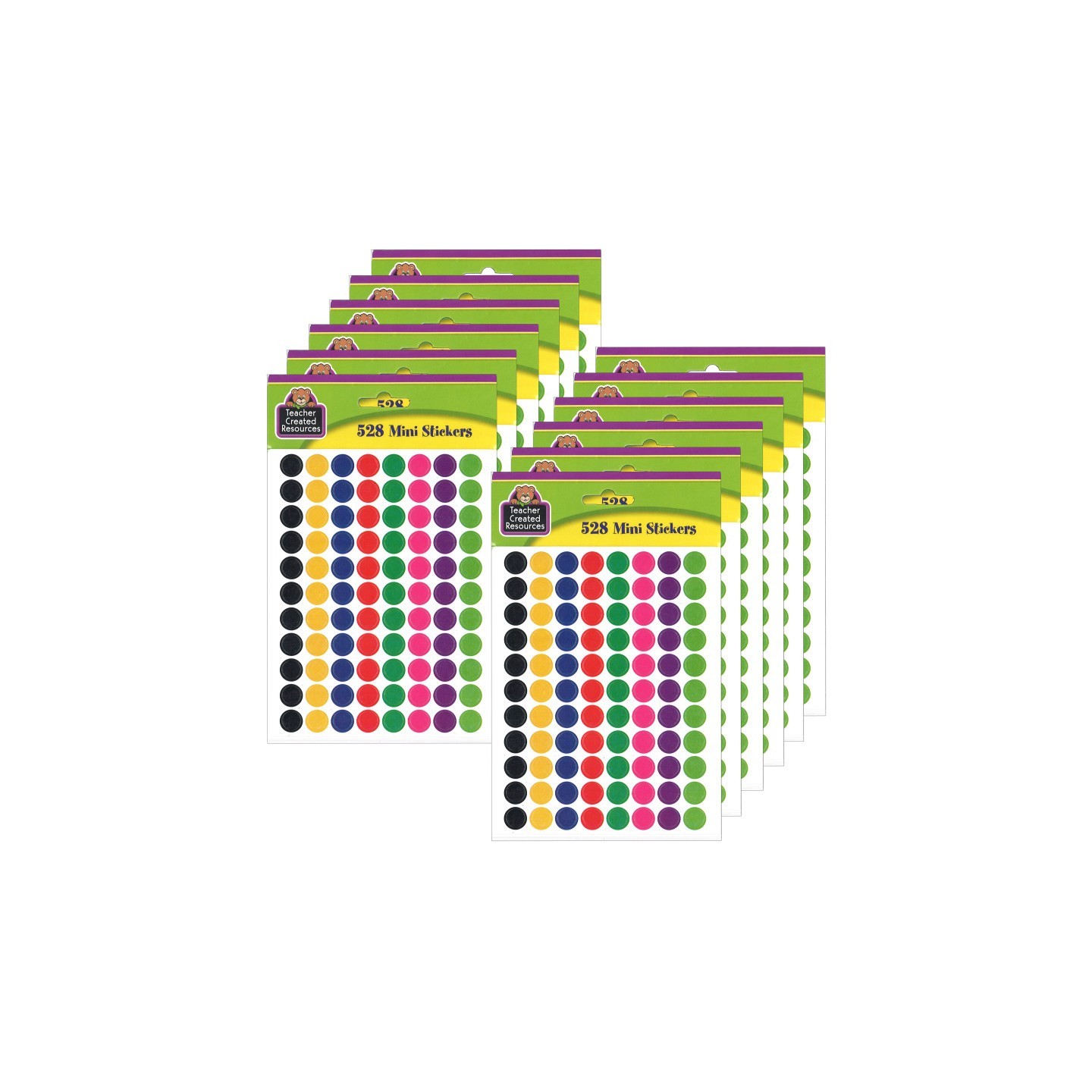 Teacher Created Resources® Colorful Circles Mini Stickers, 3/8" Diameter, 528 Per Pack, 12 Packs
