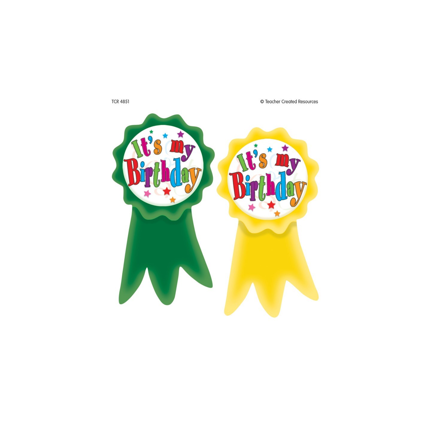 Teacher Created Resources® Birthday Ribbons Wear 'Em Badges, Pack of 16