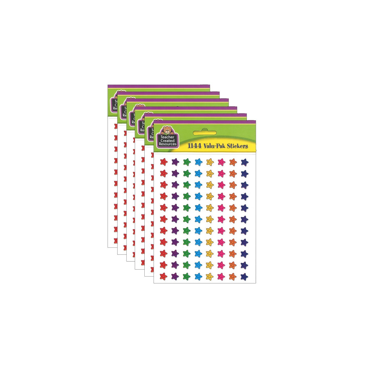 Teacher Created Resources® Mini Smiley Stars Valu-Pak Stickers, 1144 Per Pack, 6 Packs