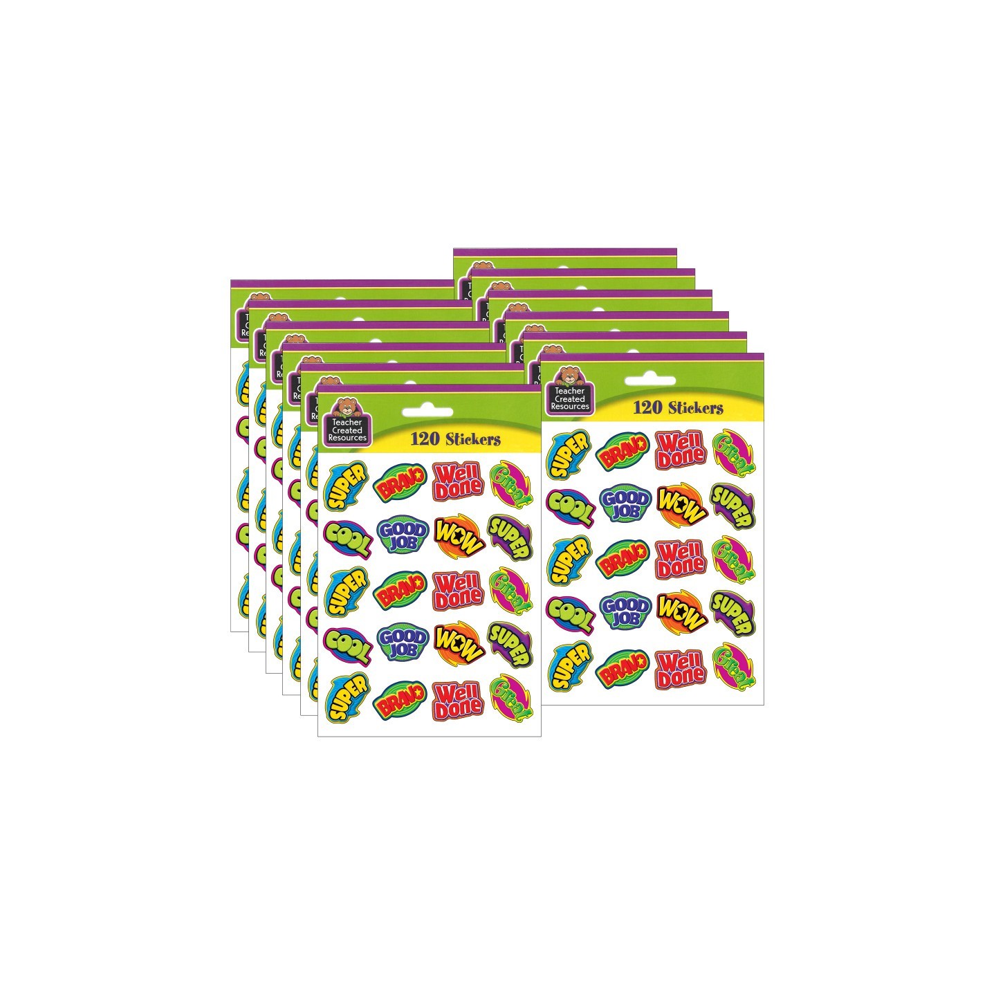 Teacher Created Resources® Positive Words Stickers, 120 Per Pack, 12 Packs