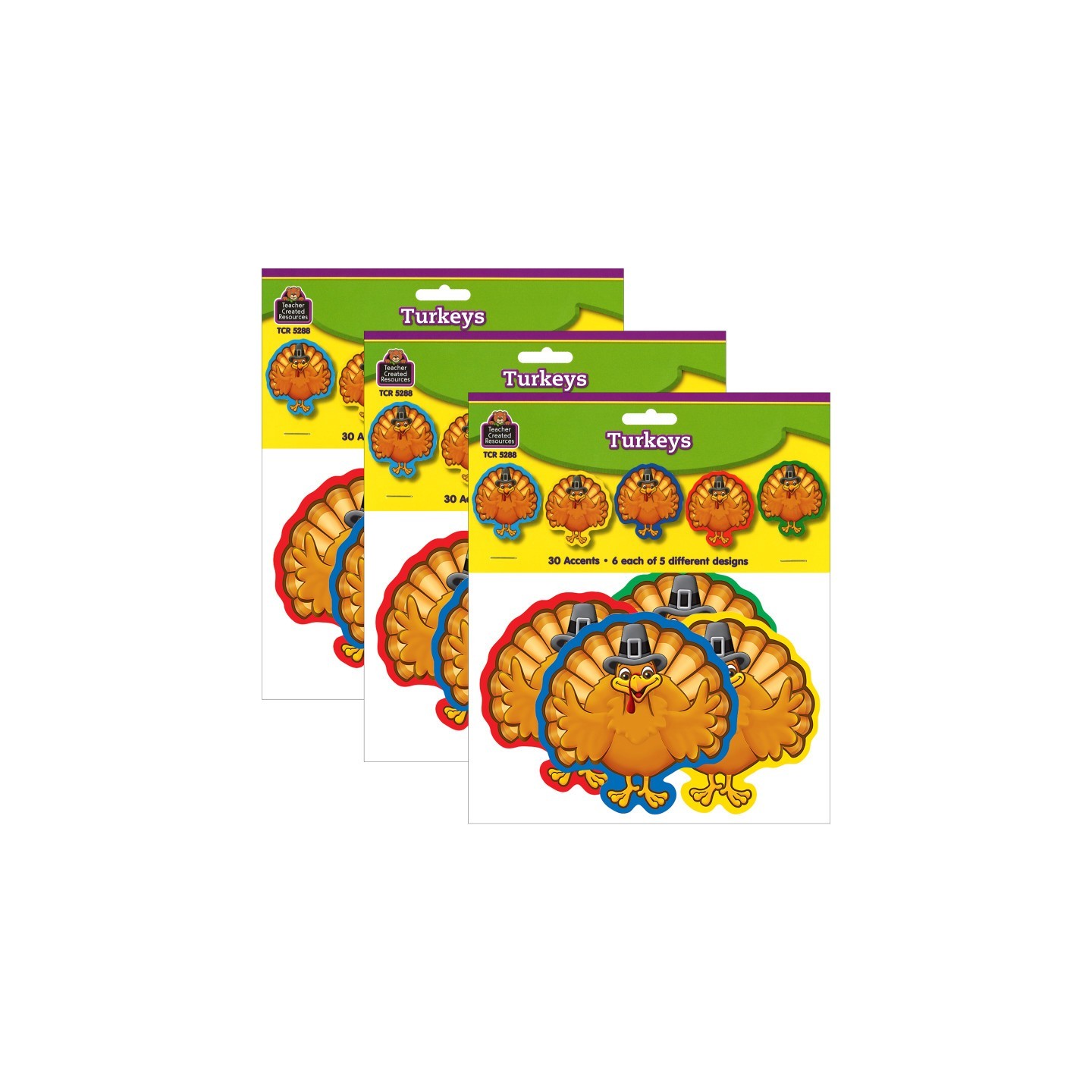 Teacher Created Resources® Turkey Accents, 30 Per Pack, 3 Packs