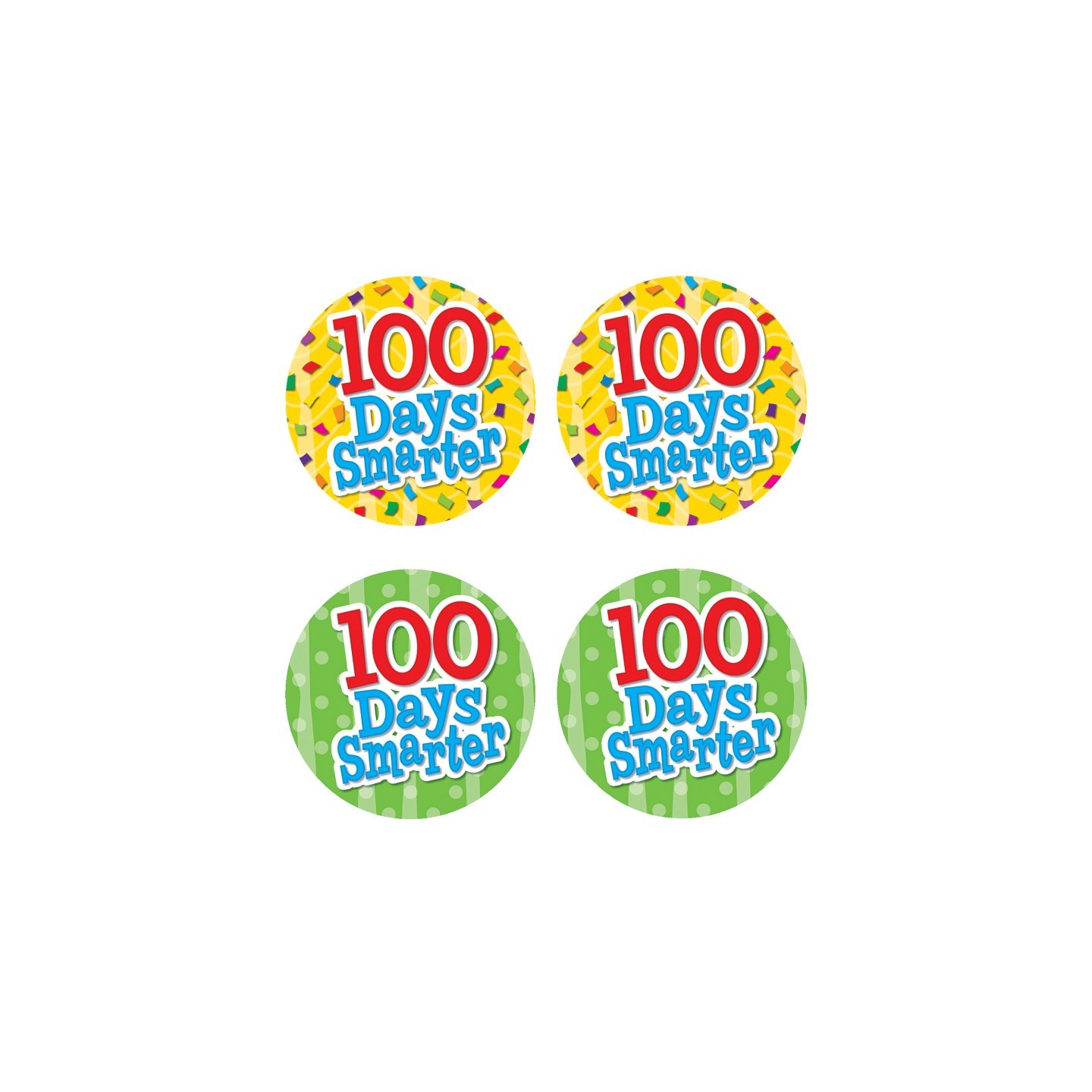 Teacher Created Resources® 100 Days Smarter Wear 'Em Badges, Self-Adhesive, Pack of 32