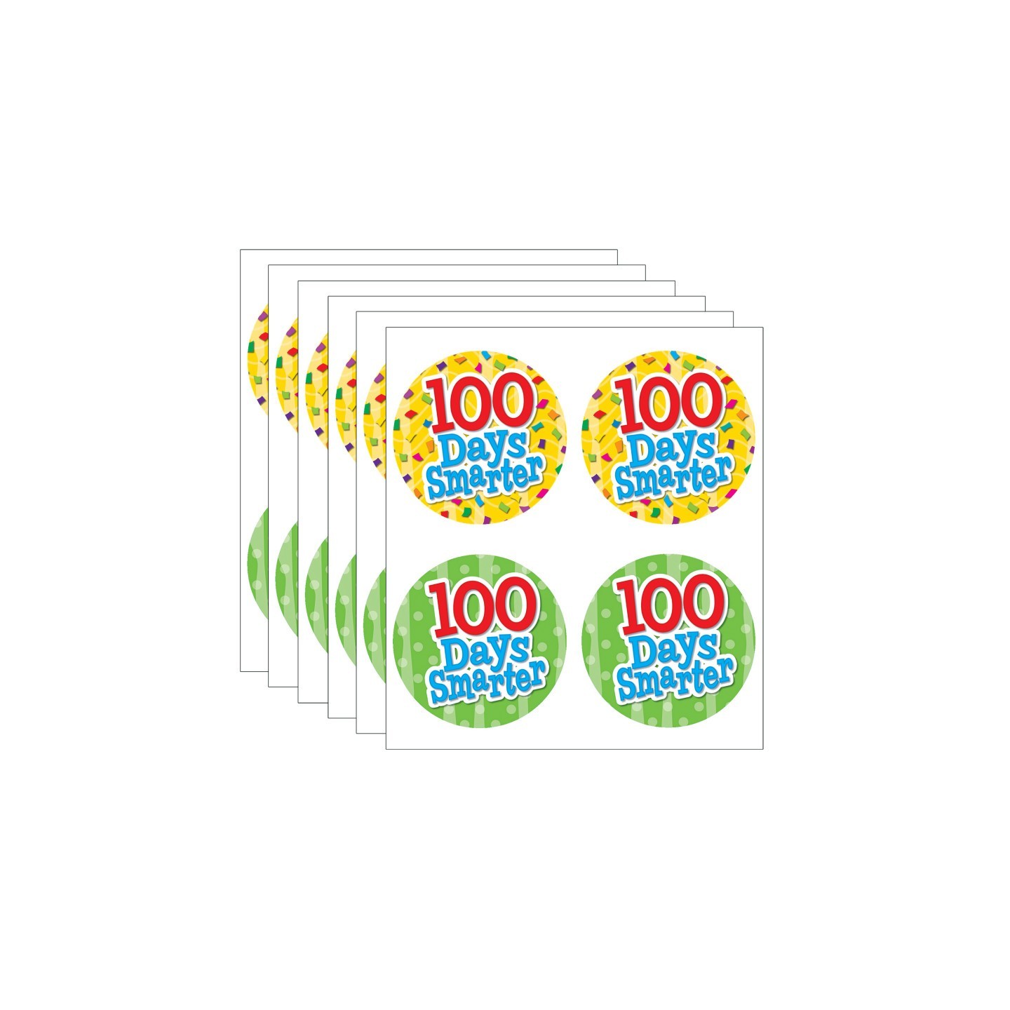 Teacher Created Resources® 100 Days Smarter Wear 'Em Badges, Self-Adhesive, 32 Per Pack, 6 Packs