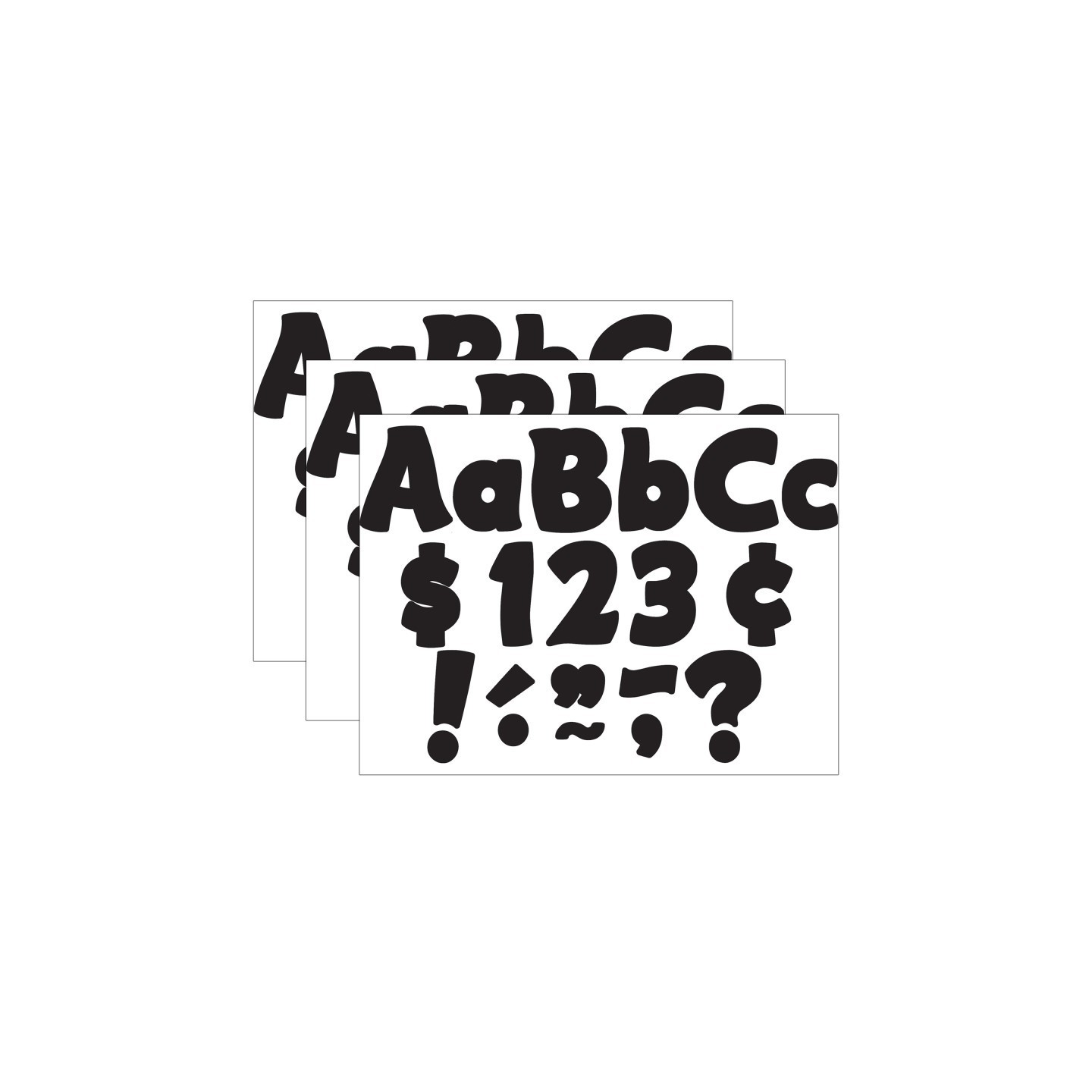 Teacher Created Resources® Black Funtastic 4" Letters Combo Pack, 208 Per Pack, 3 Packs