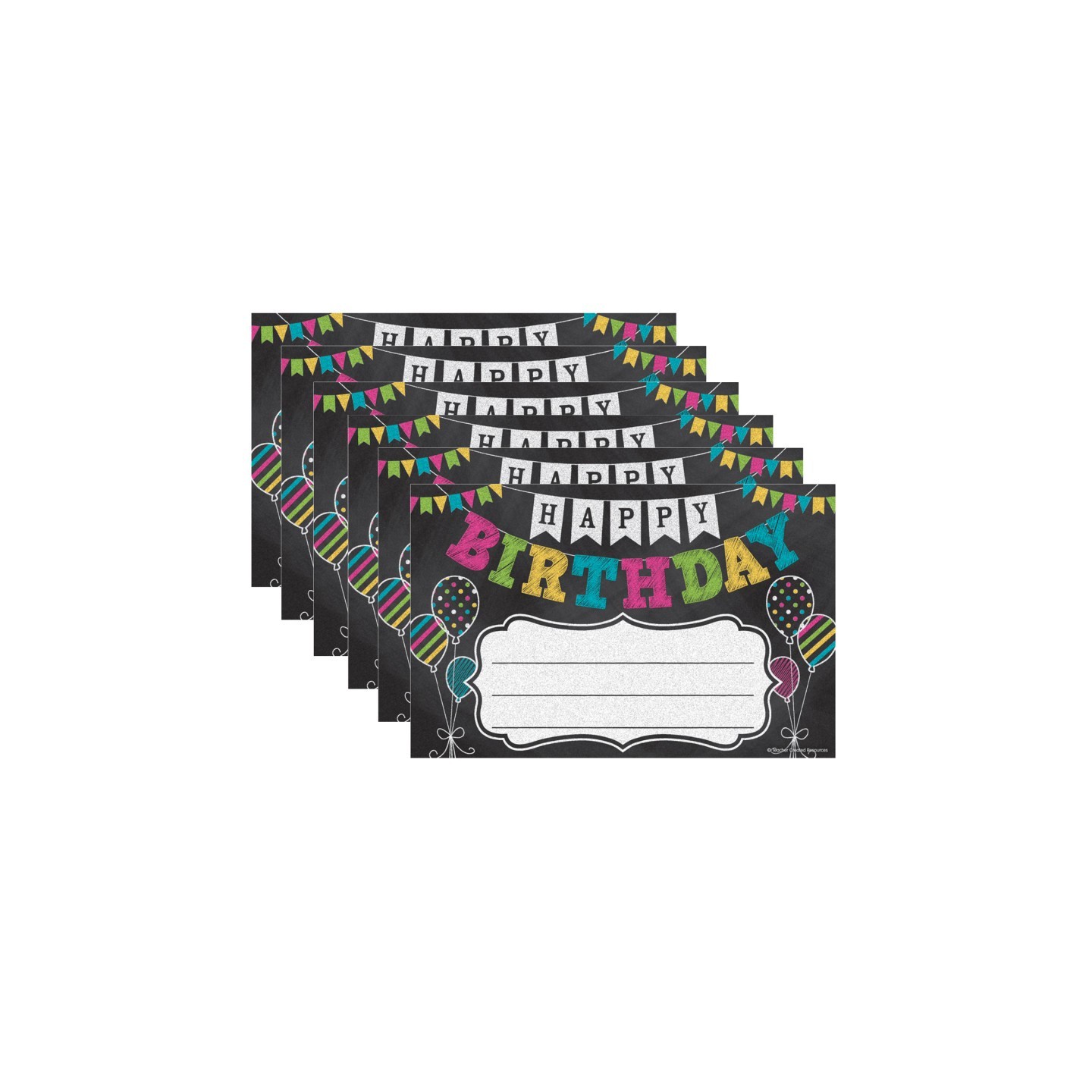 Teacher Created Resources® Chalkboard Brights Happy Birthday Awards, 25 Per Pack, 6 Packs