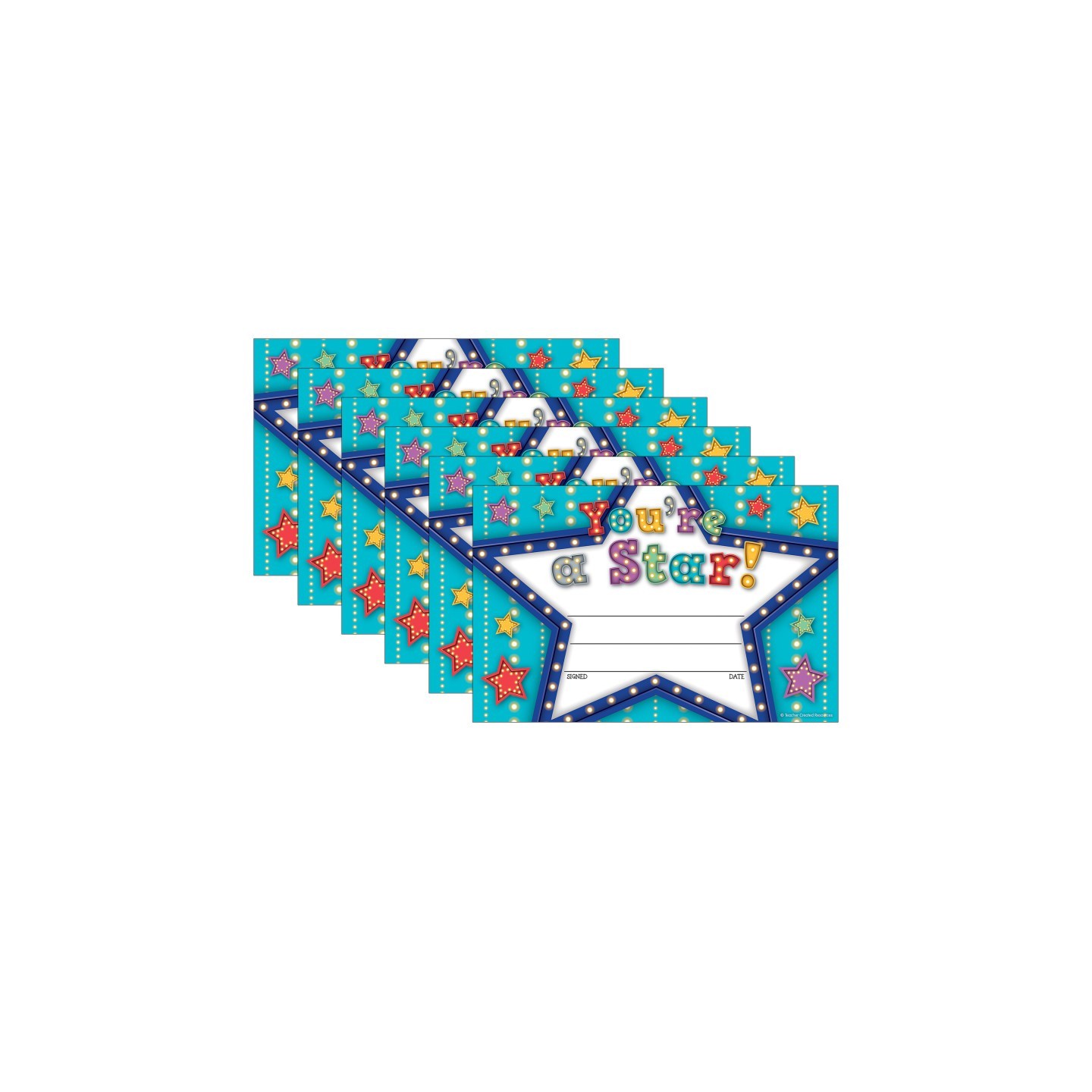 Teacher Created Resources® Marquee You're a Star Awards, 25 Per Pack, 6 Packs