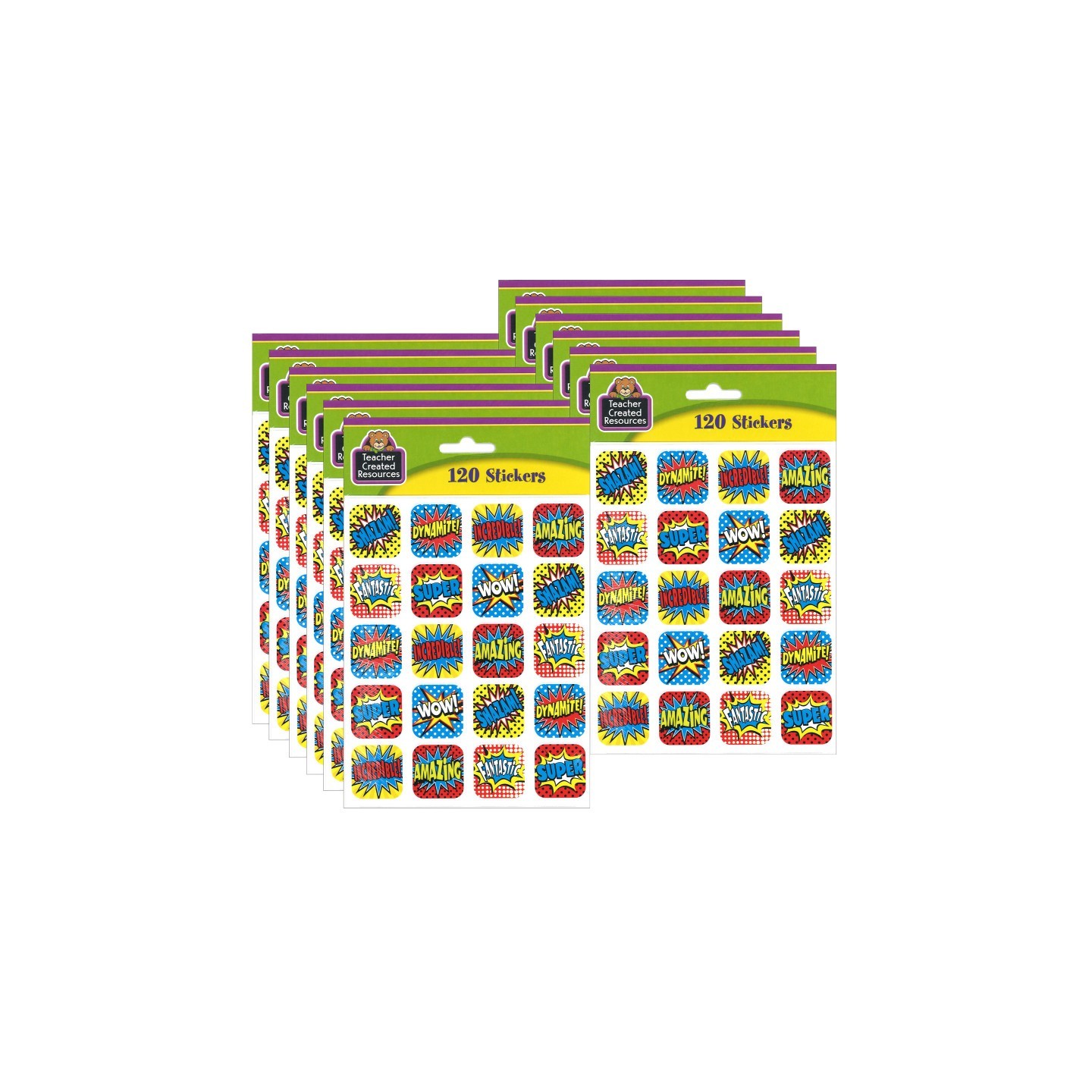 Teacher Created Resources® Superhero Stickers, 1", 120 Per Pack, 12 Packs