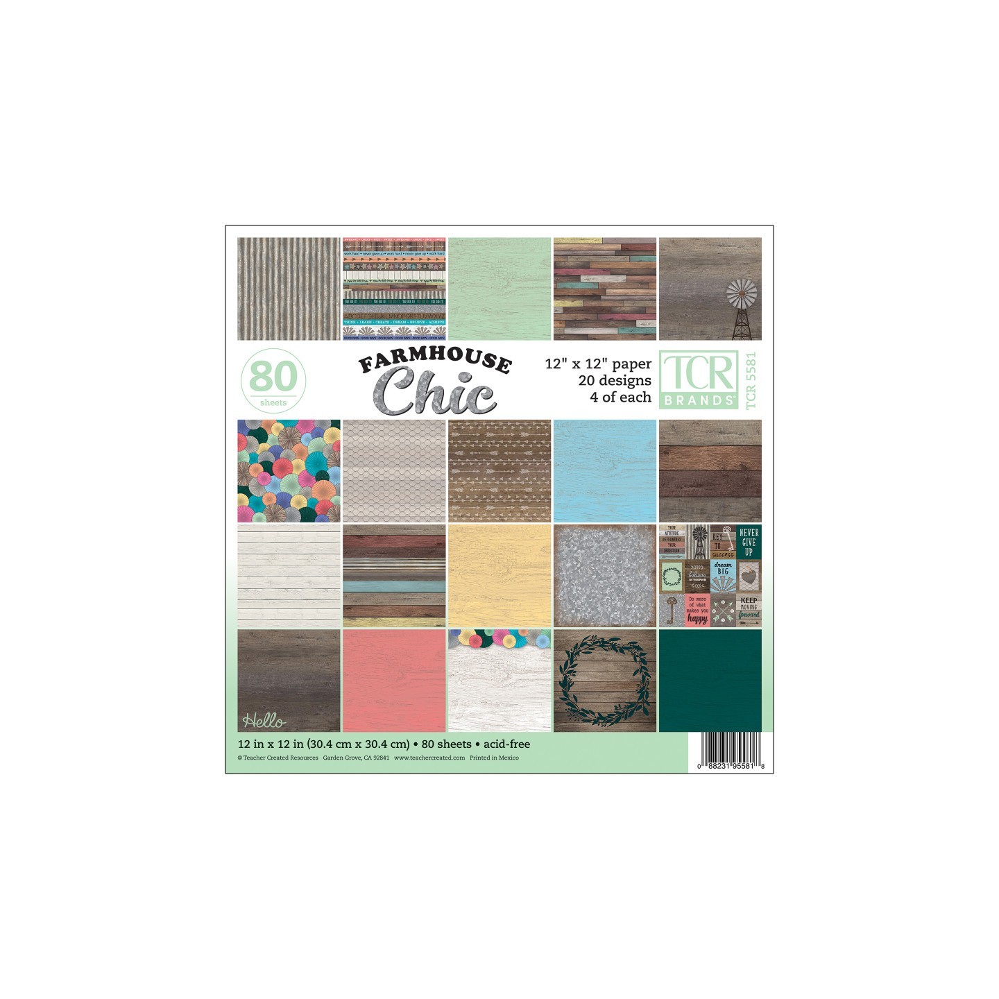 Teacher Created Resources® Farmhouse Chic Project Paper, 12" x 12", 80 Sheets