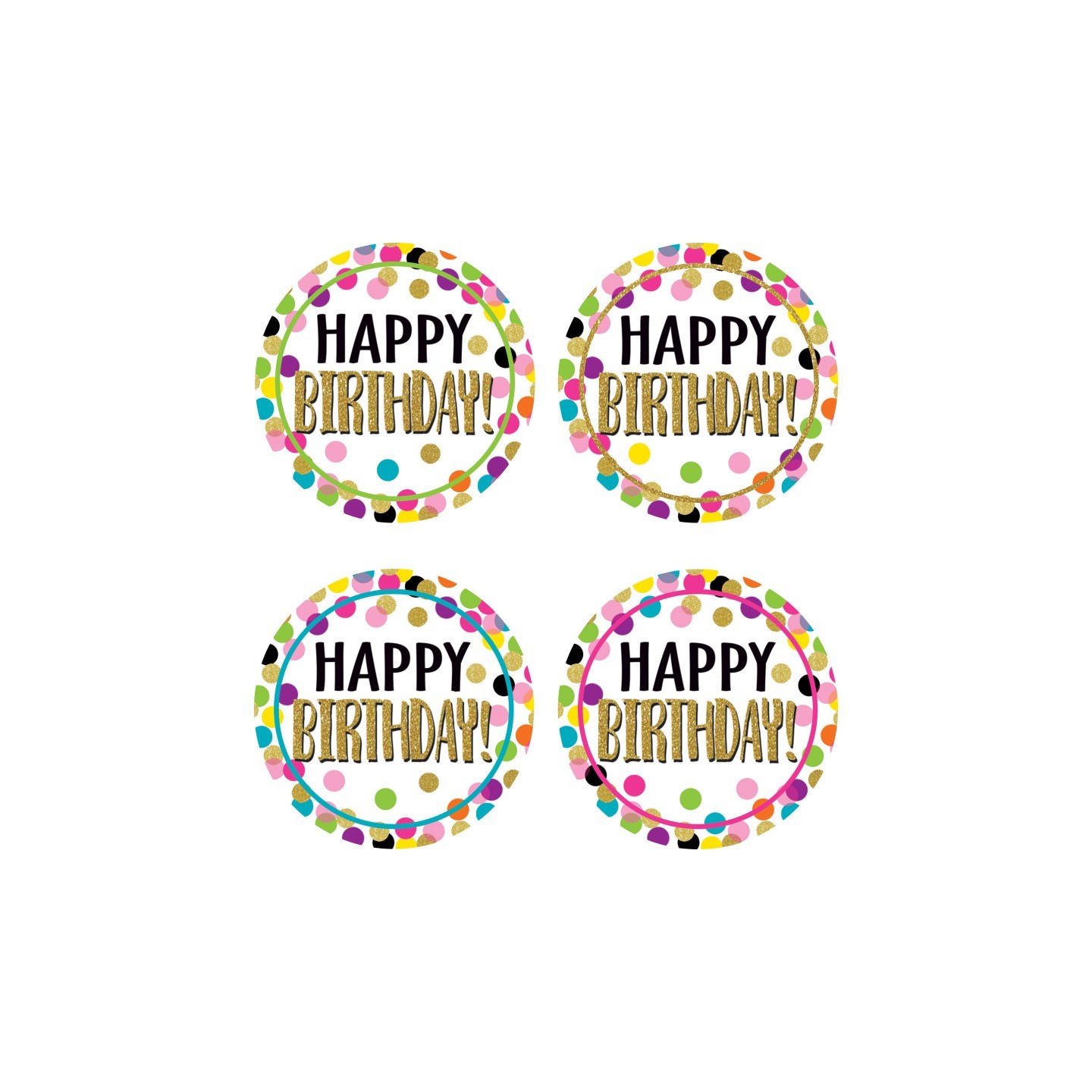 Teacher Created Resources® Confetti Happy Birthday Wear ’Em Badges, Pack of 32