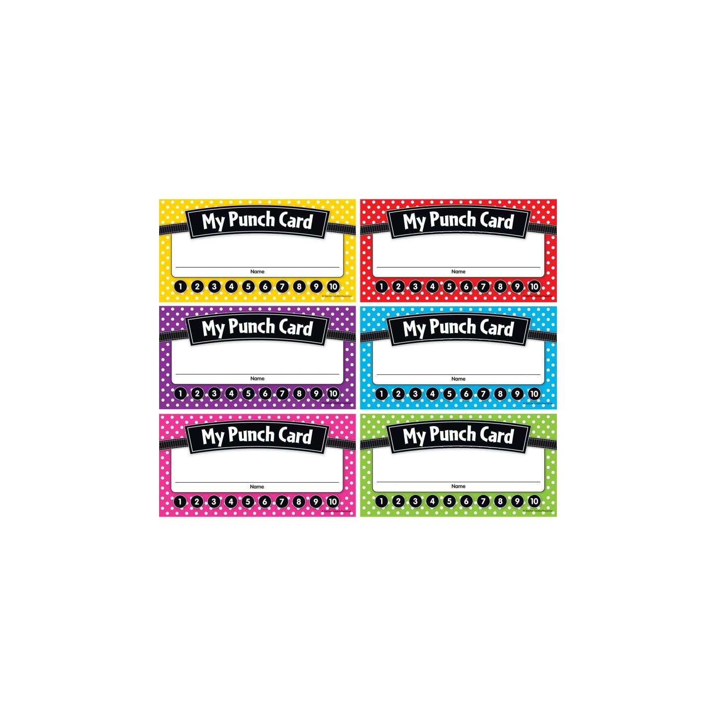 Teacher Created Resources® Polka Dots Punch Cards, Pack of 60
