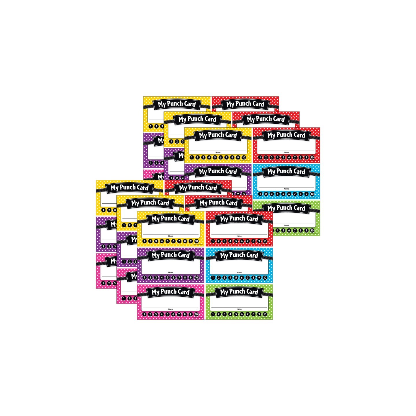 Teacher Created Resources® Polka Dots Punch Cards, 60 Per Pack, 6 Packs