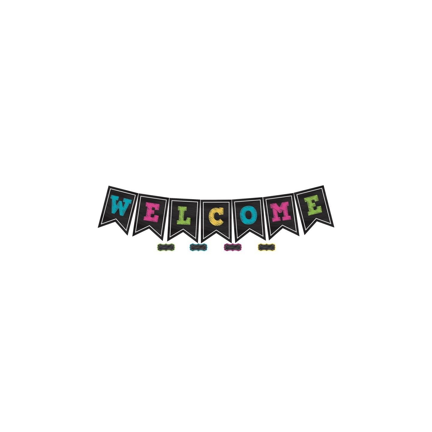 Teacher Created Resources® Chalkboard Brights Pennants Welcome Bulletin Board Display