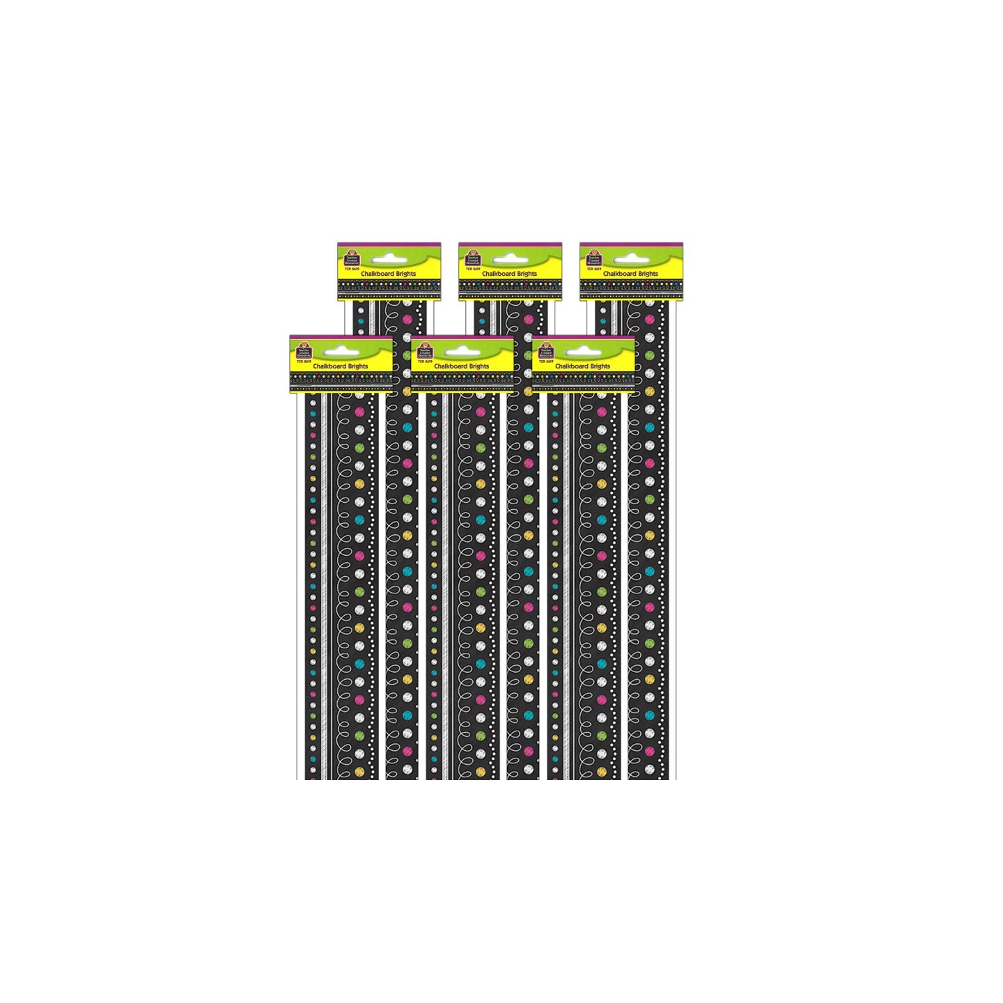 Teacher Created Resources® Chalkboard Brights Straight Border Trim, 35 Feet Per Pack, 6 Packs