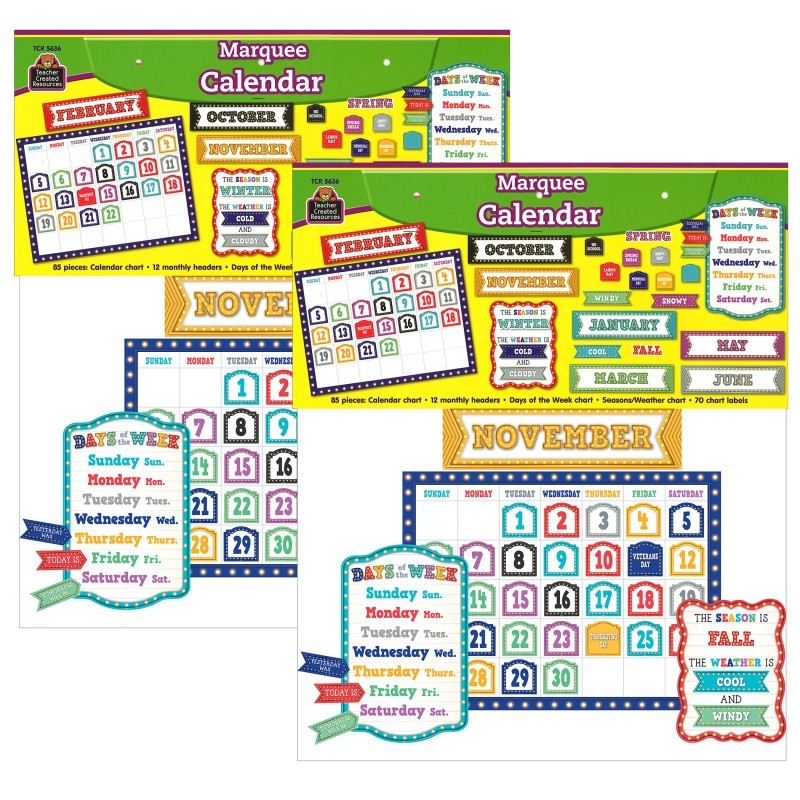 Teacher Created Resources® Marquee Calendar Bulletin Board Set, 2 Sets