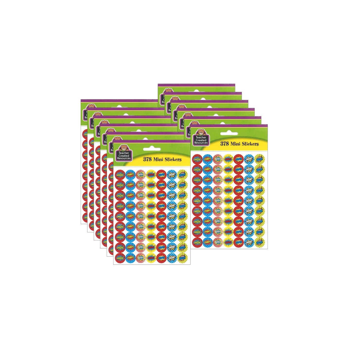 Teacher Created Resources® Superhero Mini Stickers, 0.5", 378 Per Pack, 12 Packs