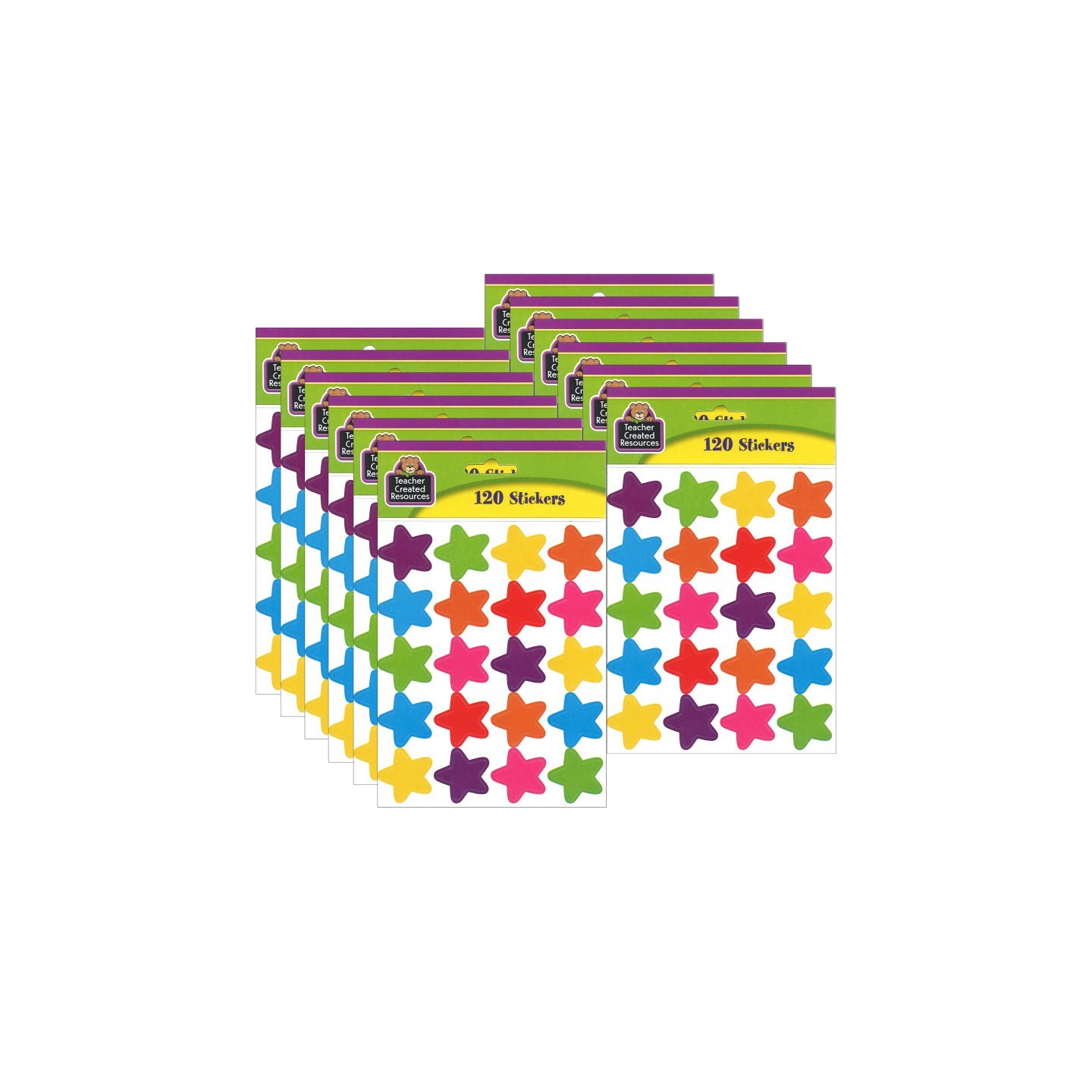 Teacher Created Resources® Bright Stars Stickers (die cut star shape), 120 Per Pack, 12 Packs