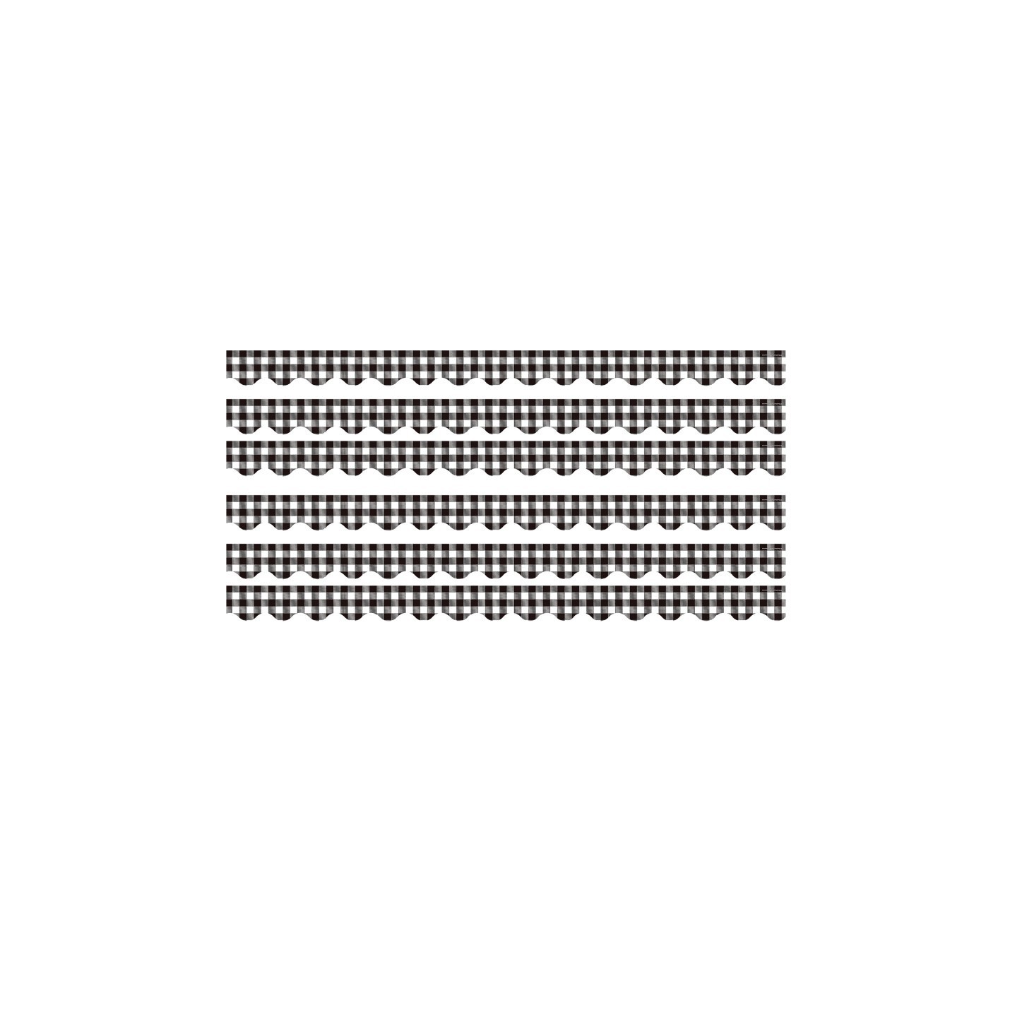 Teacher Created Resources® Black and White Gingham Scalloped Border Trim, 35 Feet Per Pack, 6 Packs