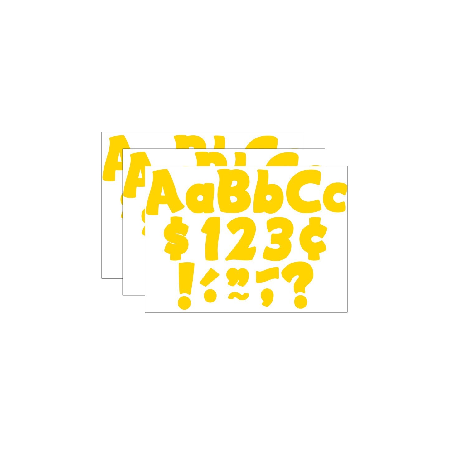 Teacher Created Resources® Yellow Gold Funtastic 4" Letters Combo Pack, 208 Per Pack, 3 Packs