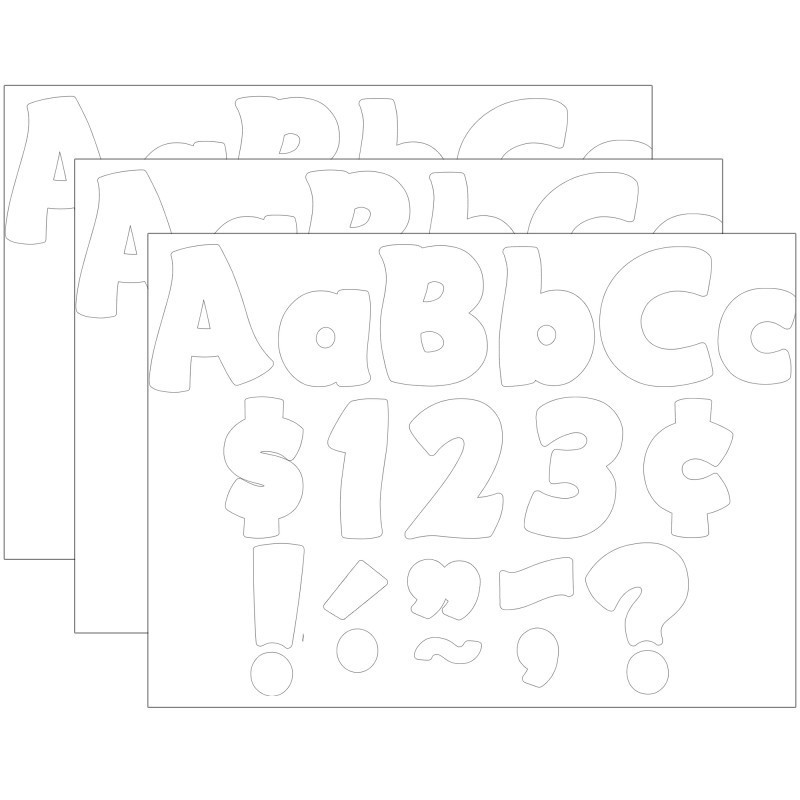 Teacher Created Resources® White Funtastic 4" Letters Combo Pack, 208 Per Pack, 3 Packs