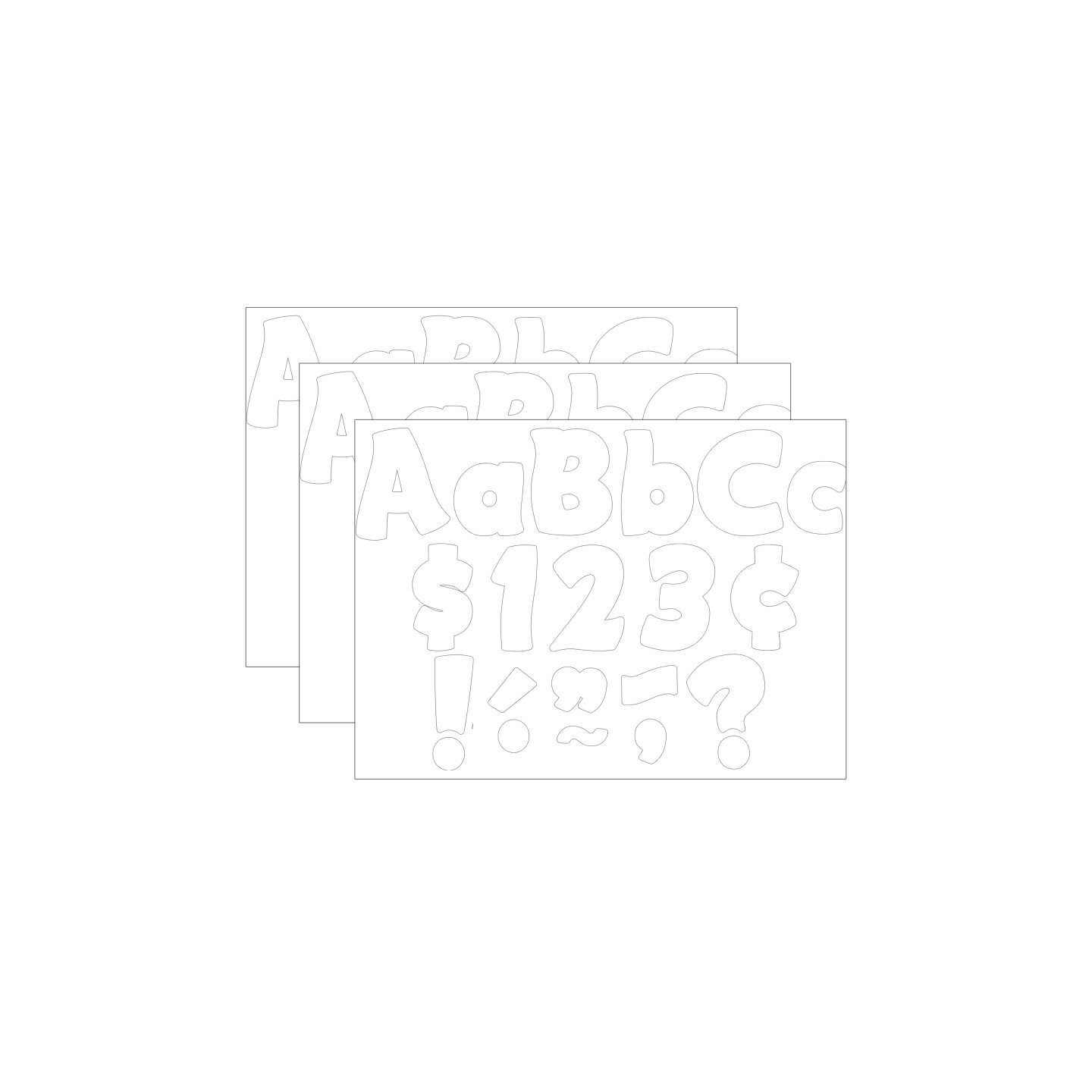 Teacher Created Resources® White Funtastic 4" Letters Combo Pack, 208 Per Pack, 3 Packs
