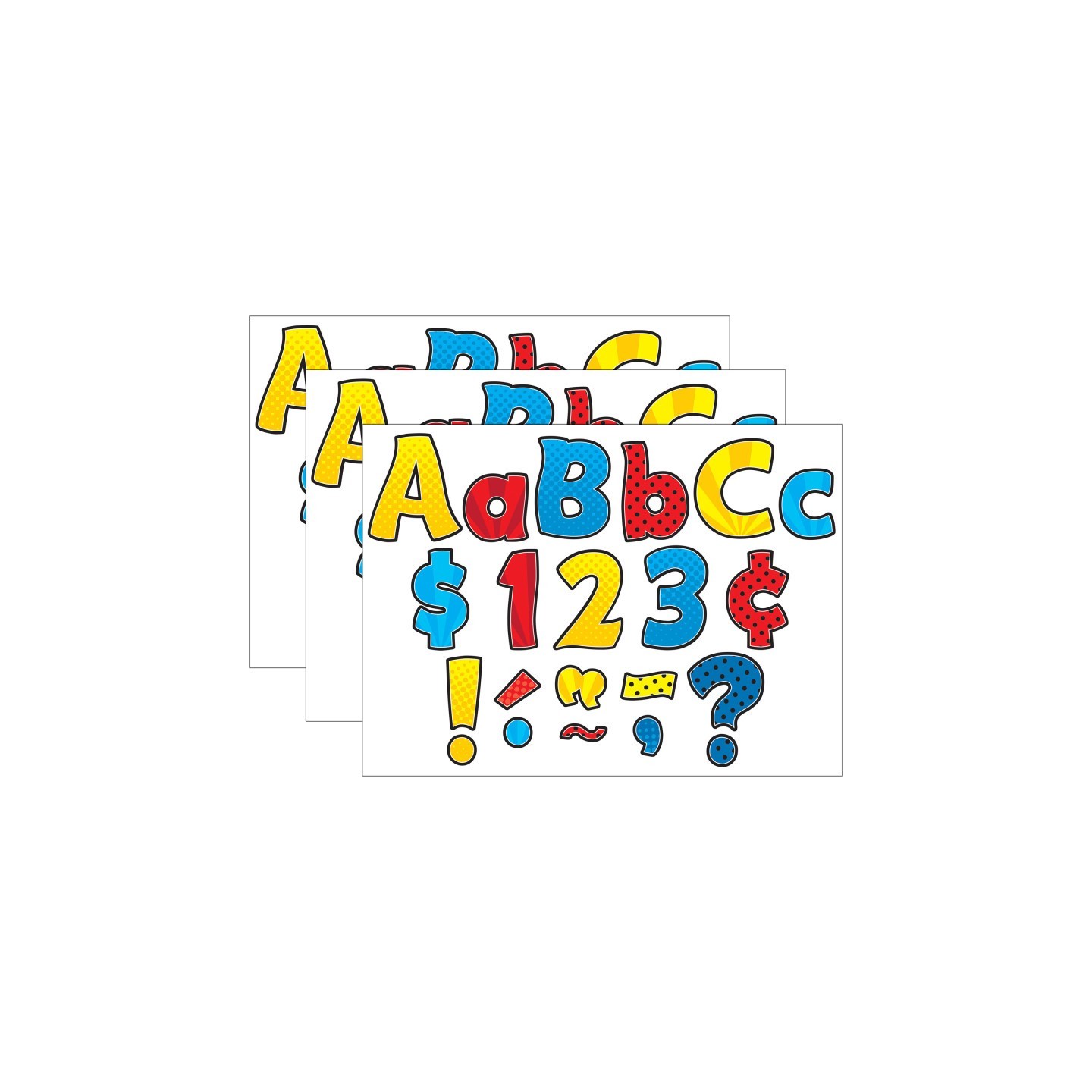 Teacher Created Resources® Superhero Funtastic 4" Letters Combo Pack, 208 Per Pack, 3 Packs