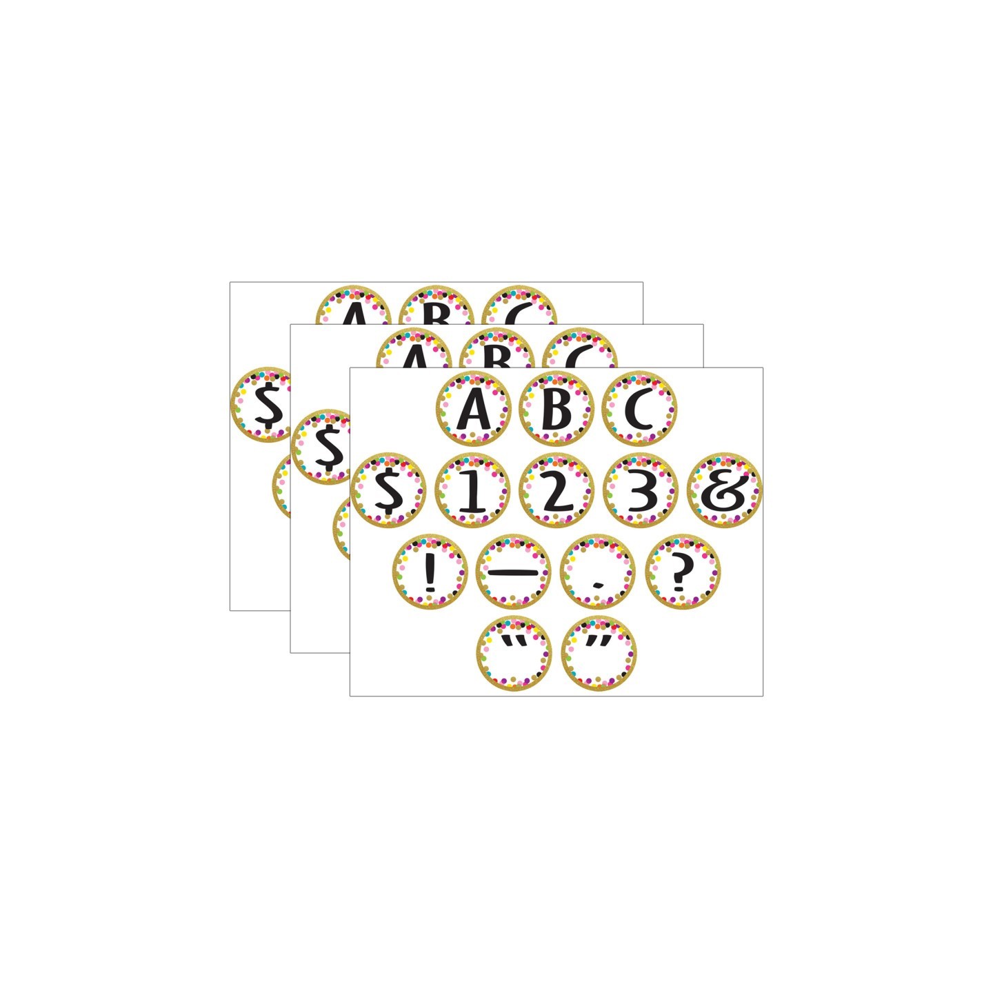 Teacher Created Resources® Confetti Circle Letters, 216 Characters Per Pack, 3 Packs