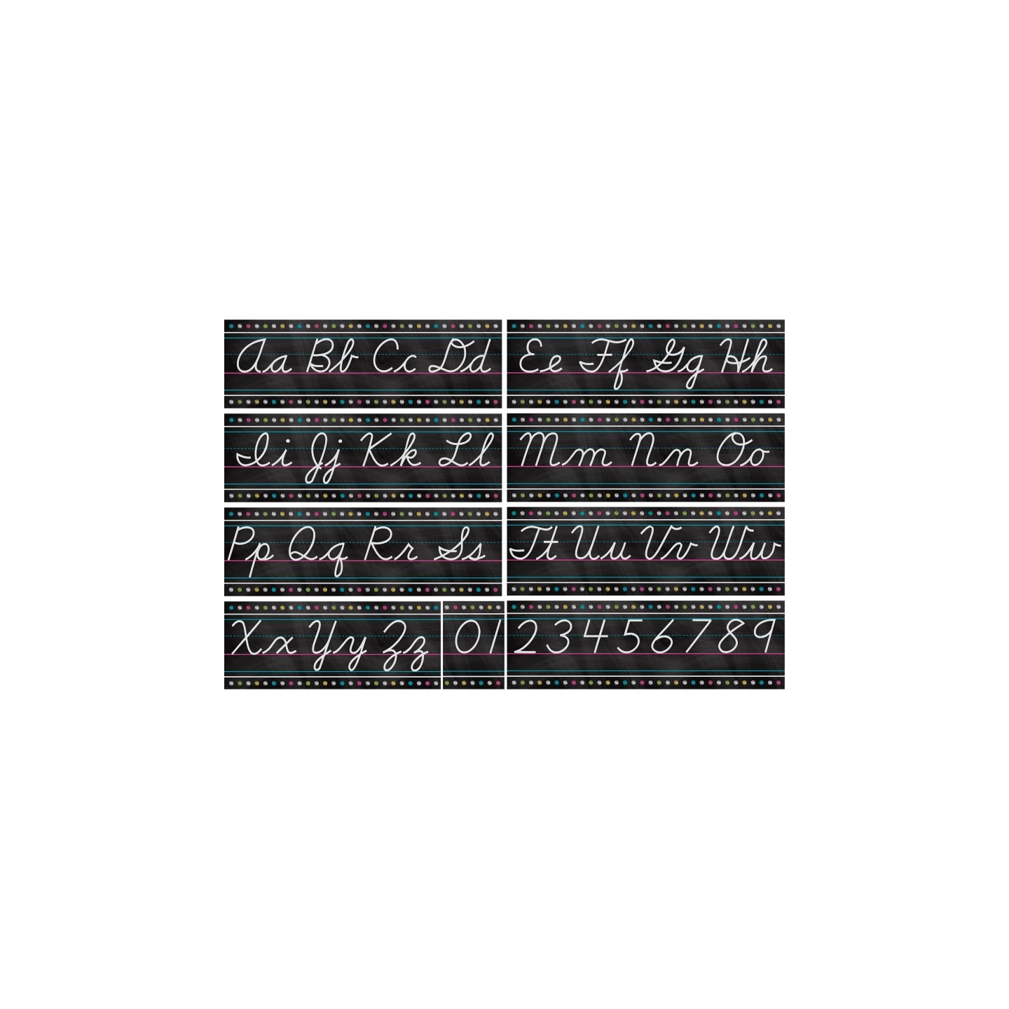Teacher Created Resources® Chalkboard Brights Cursive Writing Bulletin Board Display Set