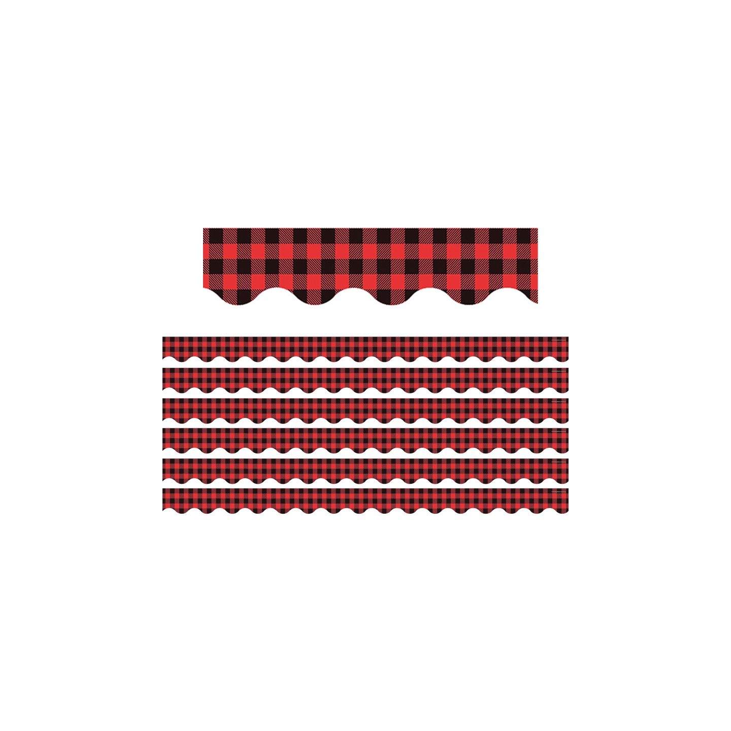 Teacher Created Resources® Red and Black Gingham Scalloped Border Trim, 35 Feet Per Pack, 6 Packs