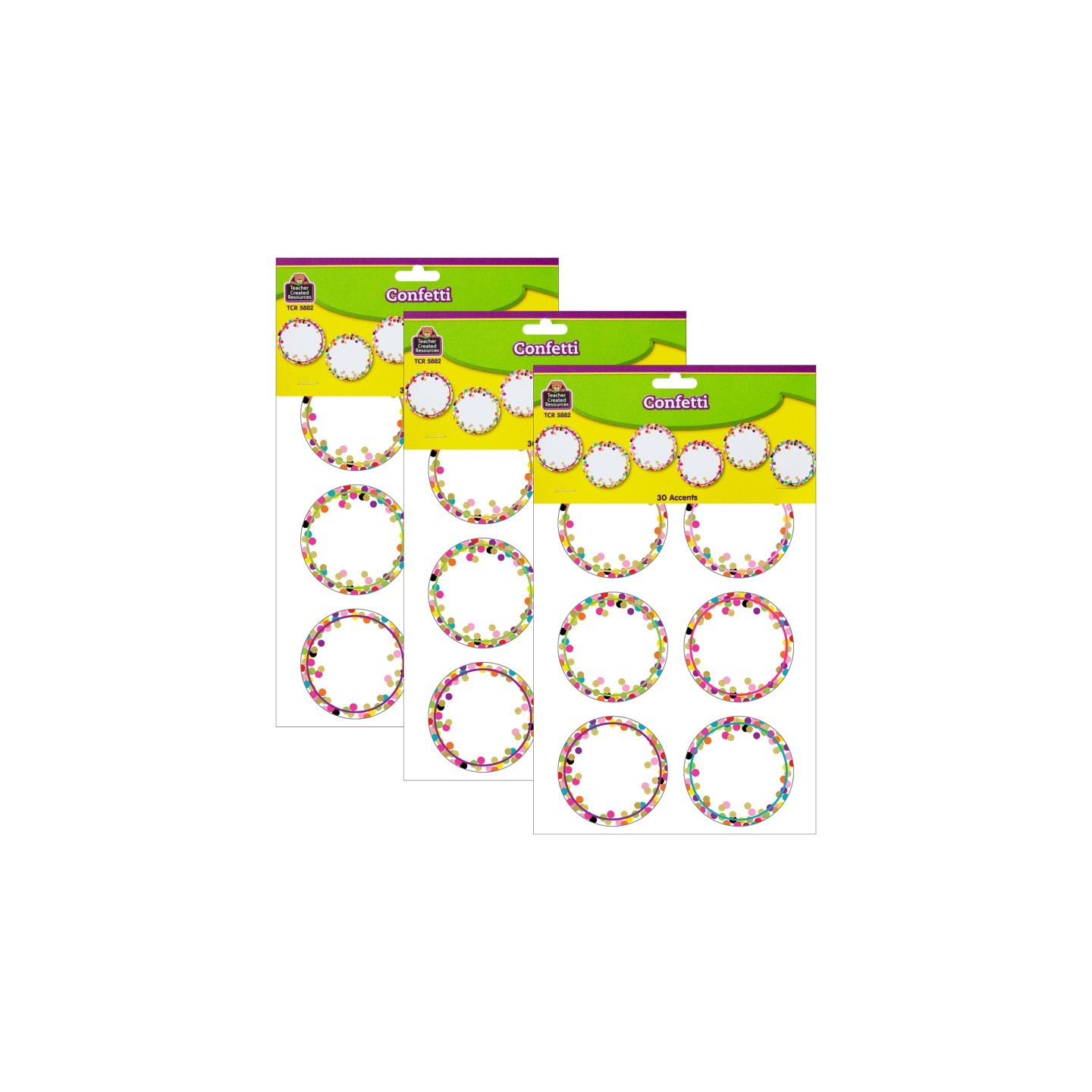 Teacher Created Resources® Confetti Circle Accents, 30 Per Pack, 3 Packs