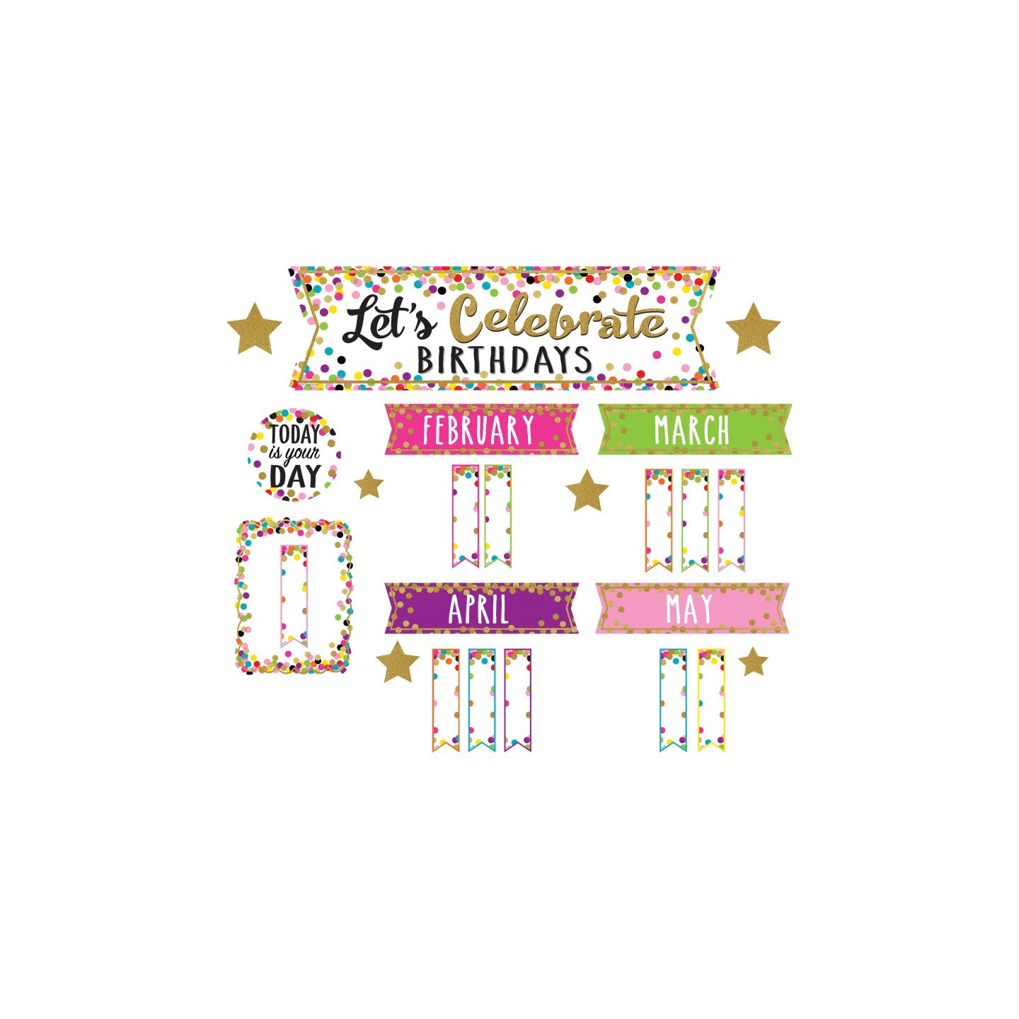 Teacher Created Resources® Confetti Lets Celebrate Birthdays Mini Bulletin Board Set