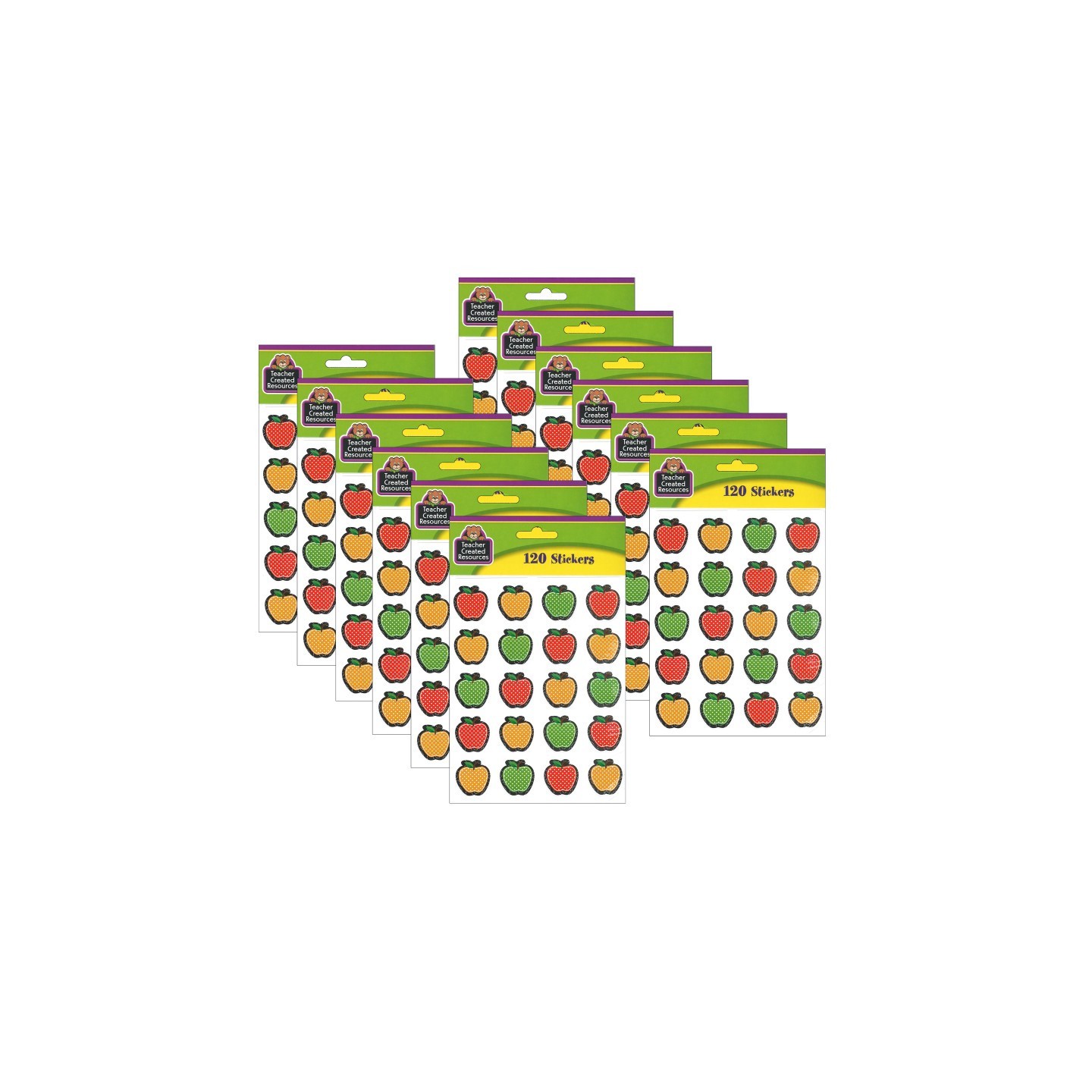 Teacher Created Resources® Dotty Apples Stickers, 120 Per Pack, 12 Packs