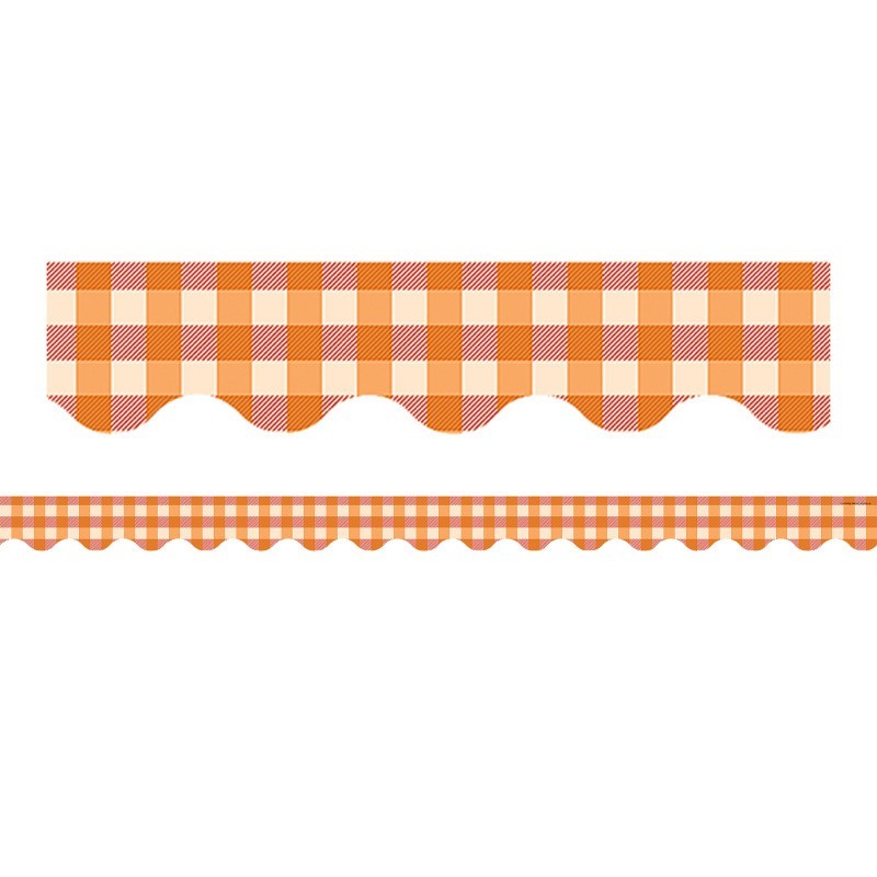 Teacher Created Resources® Orange Gingham Scalloped Border Trim, 35 Feet