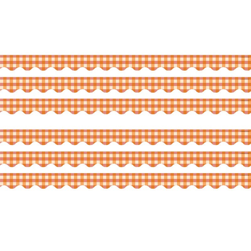 Teacher Created Resources® Orange Gingham Scalloped Border Trim, 35 Feet Per Pack, 6 Packs