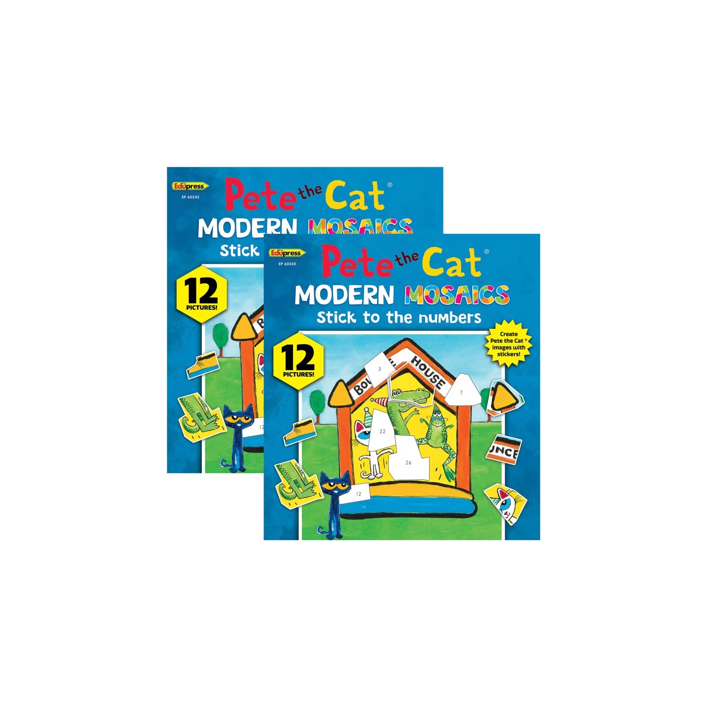 Teacher Created Resources® Pete The Cat Modern Mosaics Stick to the Numbers Activity Book, Pack of 2