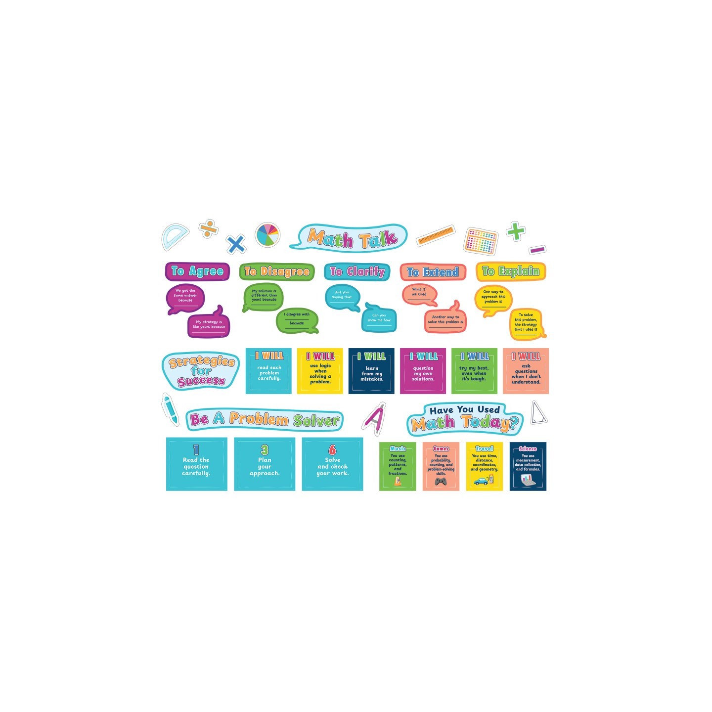Teacher Created Resources® Math Talk Bulletin Board Set, 69 Pieces