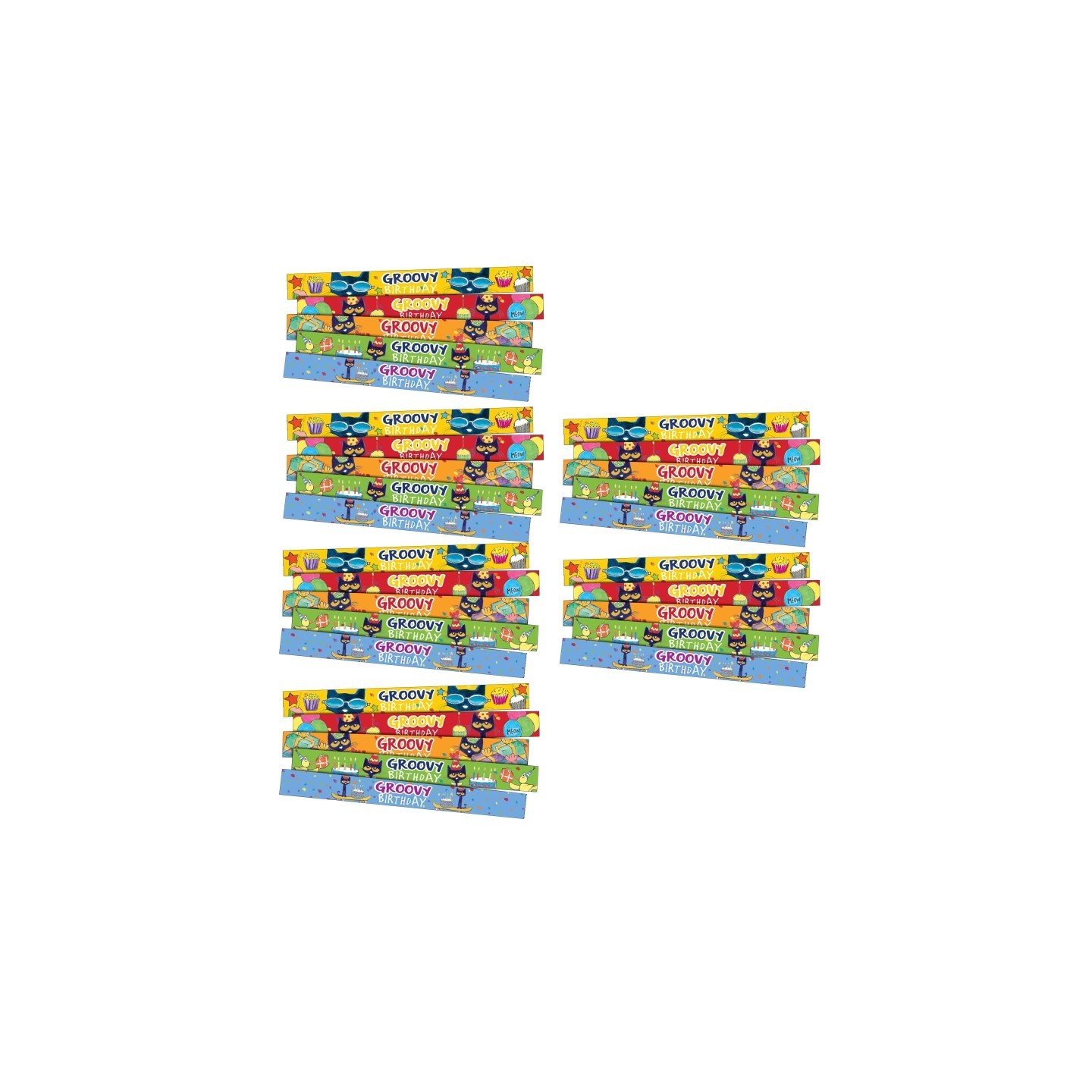 Edupress™ Pete the Cat® Groovy Birthday Slap Bracelets, 10 Per Pack, 6 Packs