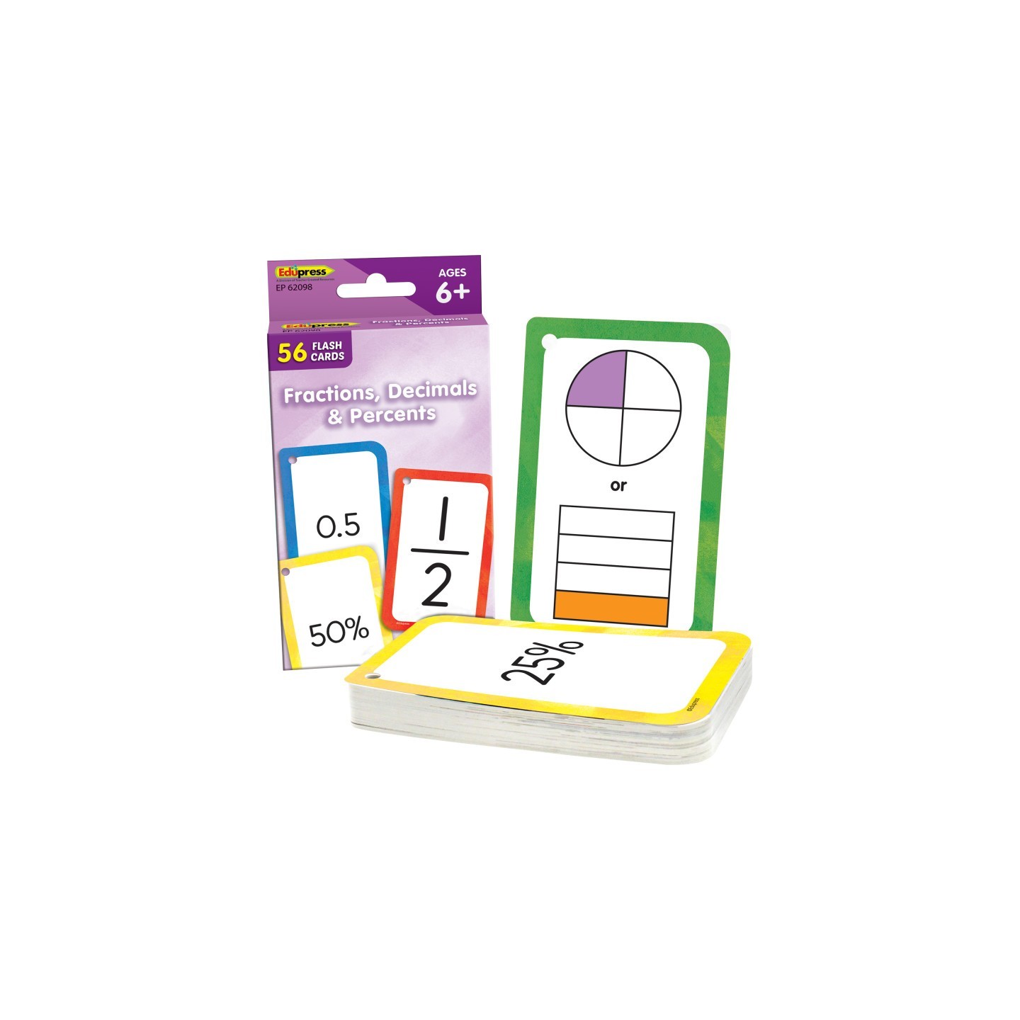 Teacher Created Resources® Fractions, Decimals & Percents Flash Cards