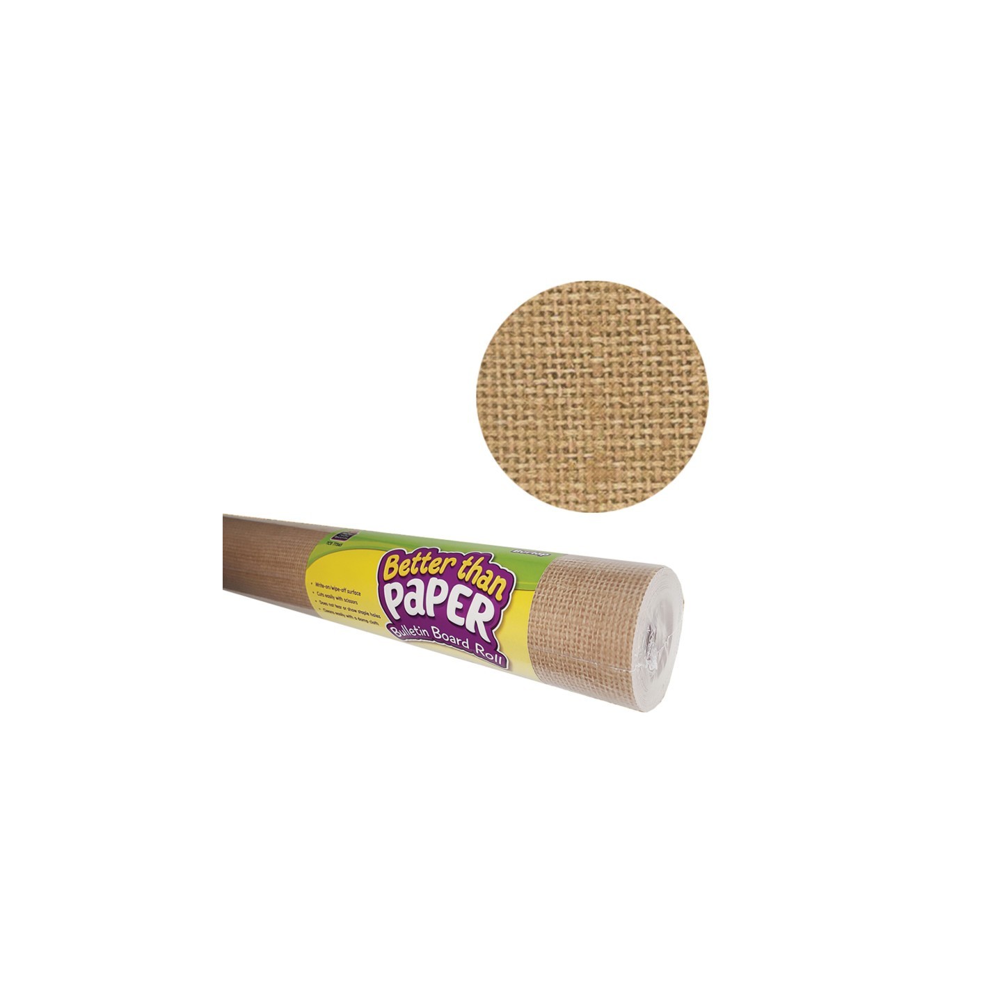 Teacher Created Resources® Better Than Paper® Bulletin Board Roll, 4' x 12', Burlap Design, 4 Rolls