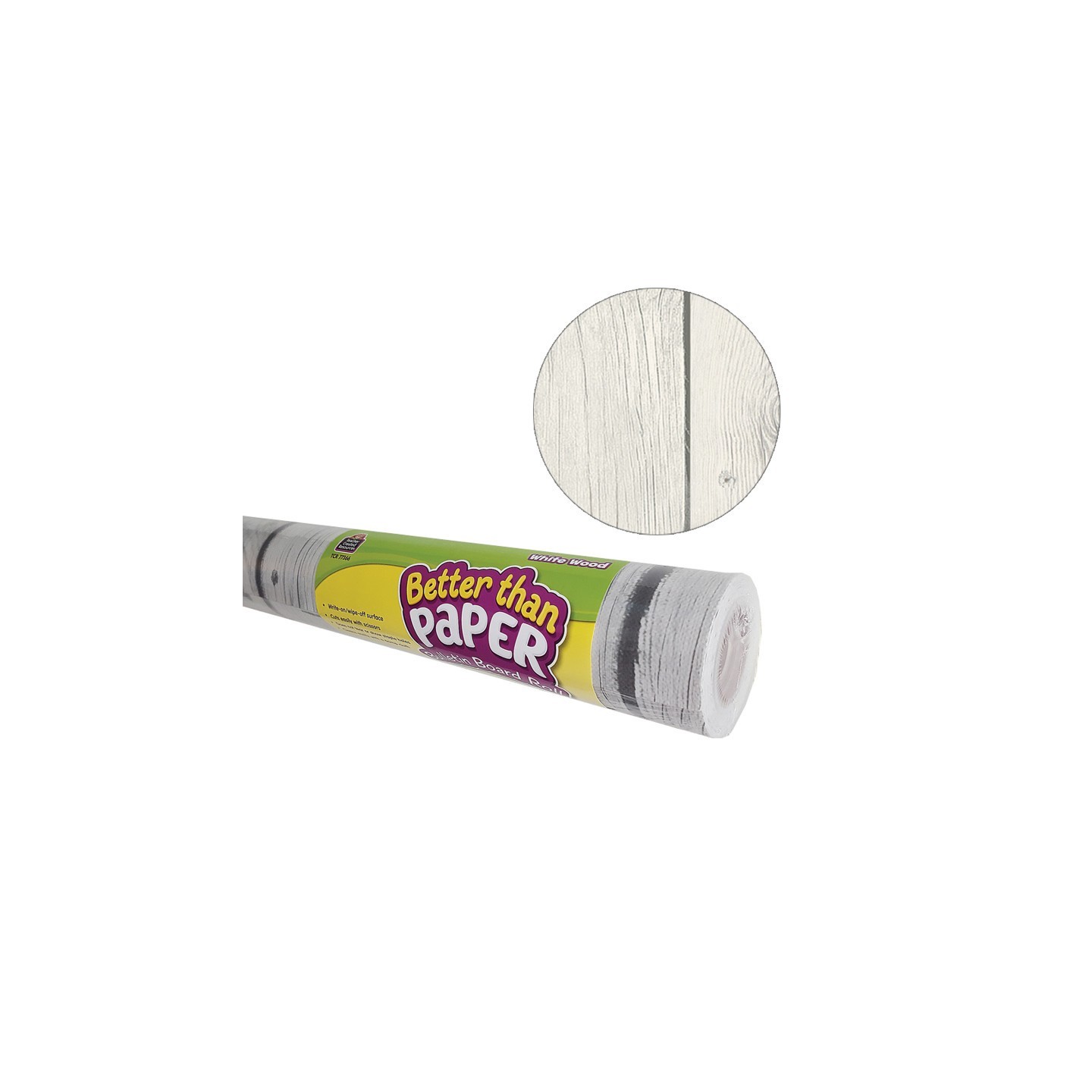 Teacher Created Resources® Better Than Paper® Bulletin Board Roll, 4' x 12', White Wood Design, 4 Rolls