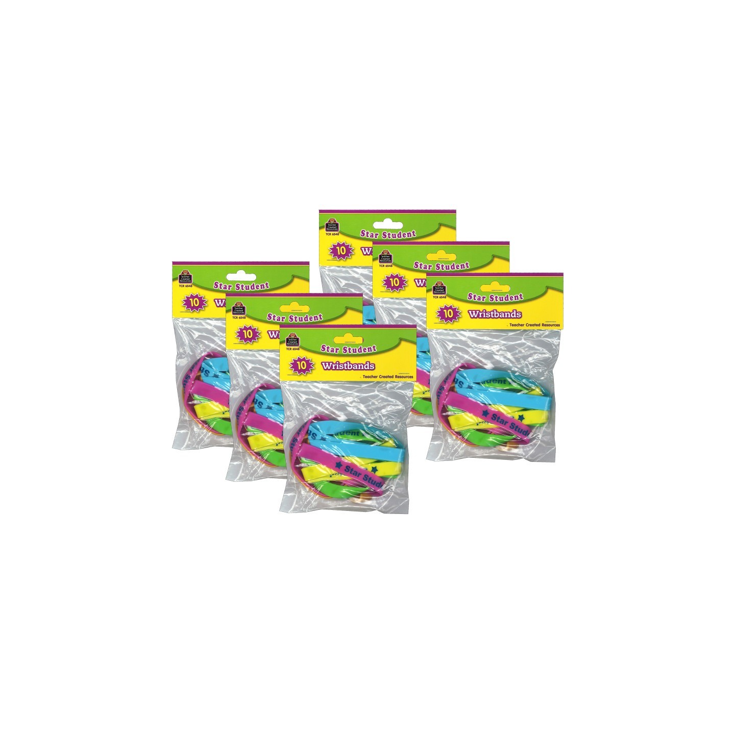 Teacher Created Resources® Star Student Wristbands, 10 Per Pack, 6 Packs