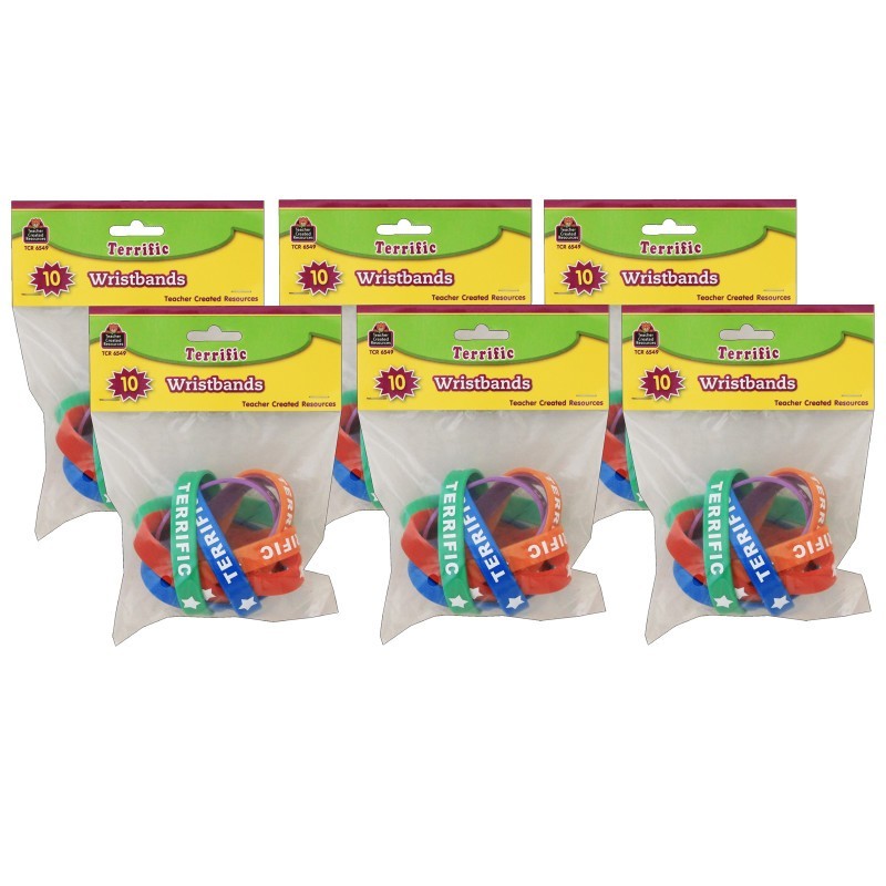 Teacher Created Resources® Terrific Wristbands, 10 Per Pack, 6 Packs