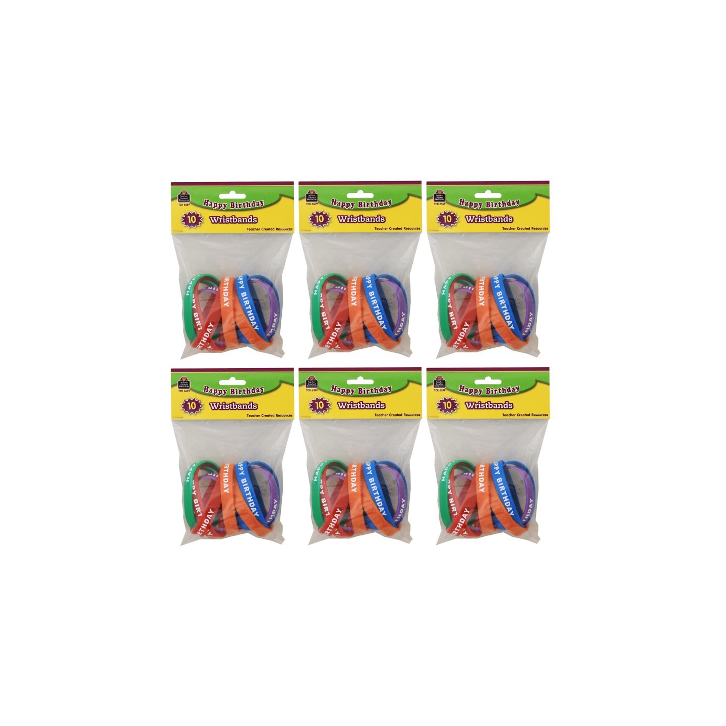 Teacher Created Resources® Happy Birthday Wristbands, 10 Per Pack, 6 Packs