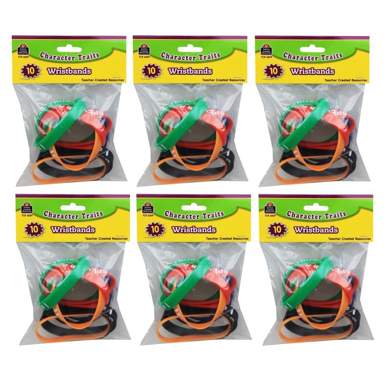 Teacher Created Resources® Character Traits Wristband Pack, 10 Per Pack, 6 Packs