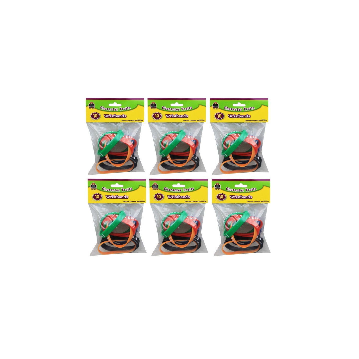 Teacher Created Resources® Character Traits Wristband Pack, 10 Per Pack, 6 Packs