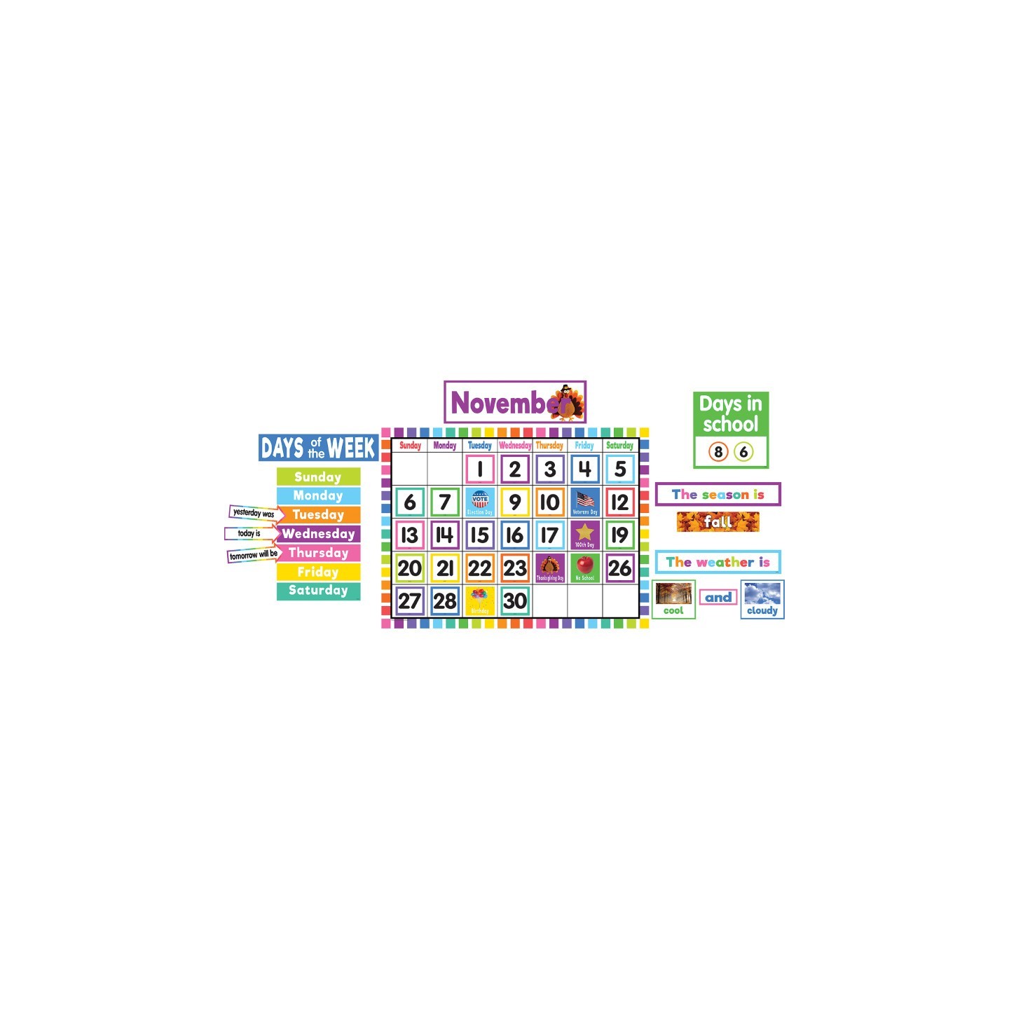Teacher Created Resources® Colorful Calendar Bulletin Board Set